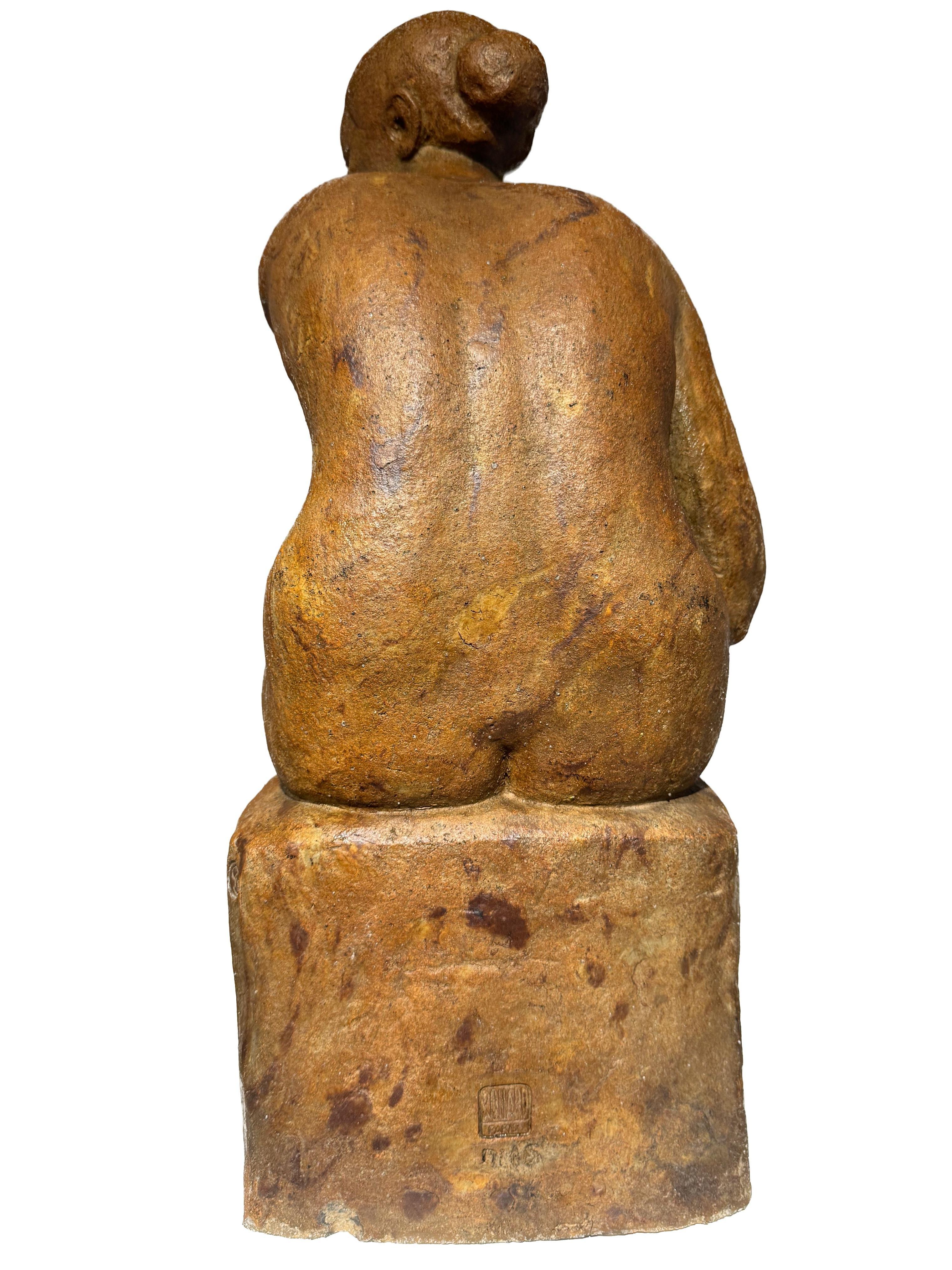 Nudo seduto in terracotta di Louis Dejean e Georges Serre, firmato e timbrato in vendita 12