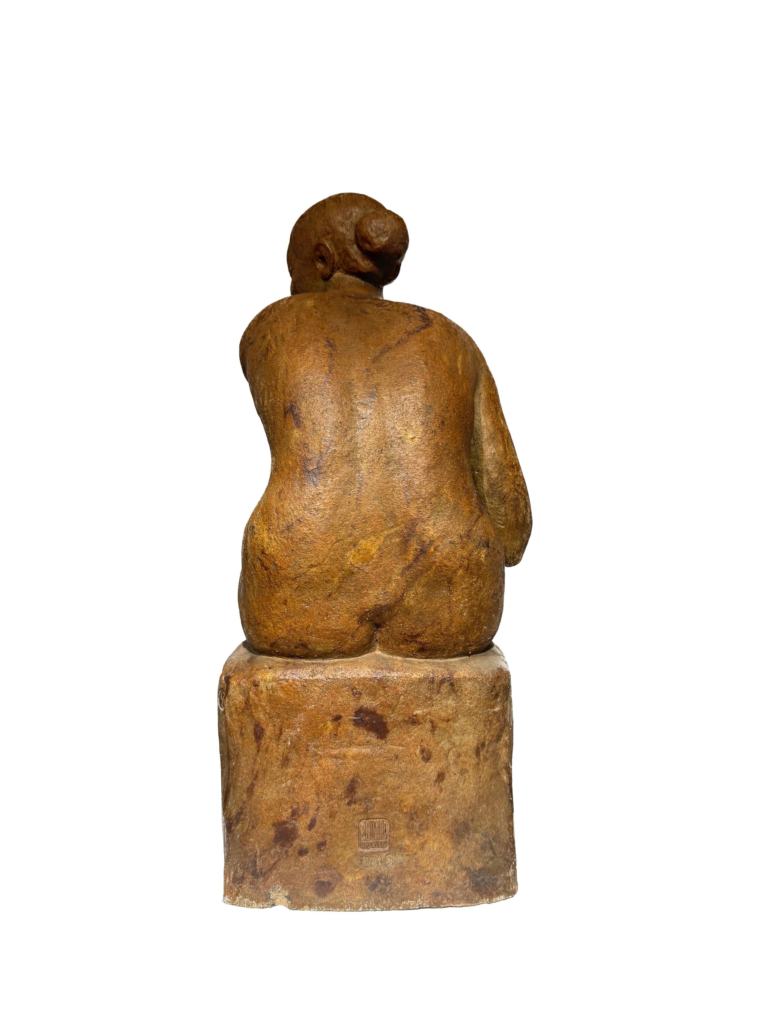 Nudo seduto in terracotta di Louis Dejean e Georges Serre, firmato e timbrato in vendita 2