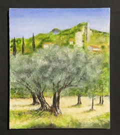 LOUIS DEL BIANCO (French 1925) LARGE OIL PAINTING - PROVENCAL SUMMER LANDSCAPE