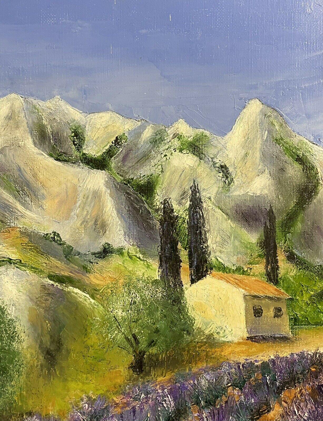 LOUIS DEL BIANCO (francese 1925) OLIO FIRMATO - CAMPI DI LAVANDA MONTAGNE DI PROVENZA - Painting Impressionismo di LOUIS DEL BIANCO (B.1925