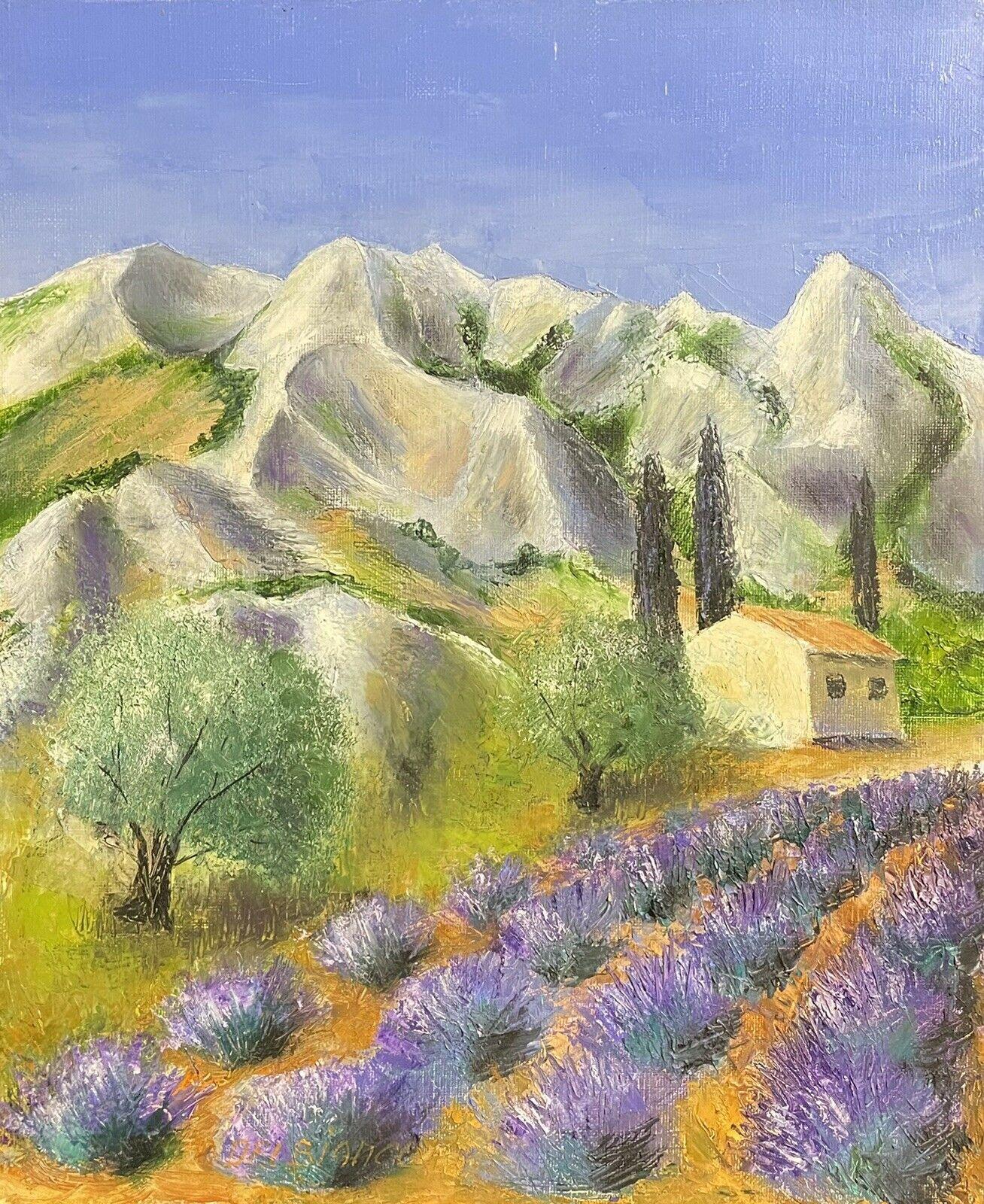 Landscape Painting di LOUIS DEL BIANCO (B.1925 - LOUIS DEL BIANCO (francese 1925) OLIO FIRMATO - CAMPI DI LAVANDA MONTAGNE DI PROVENZA