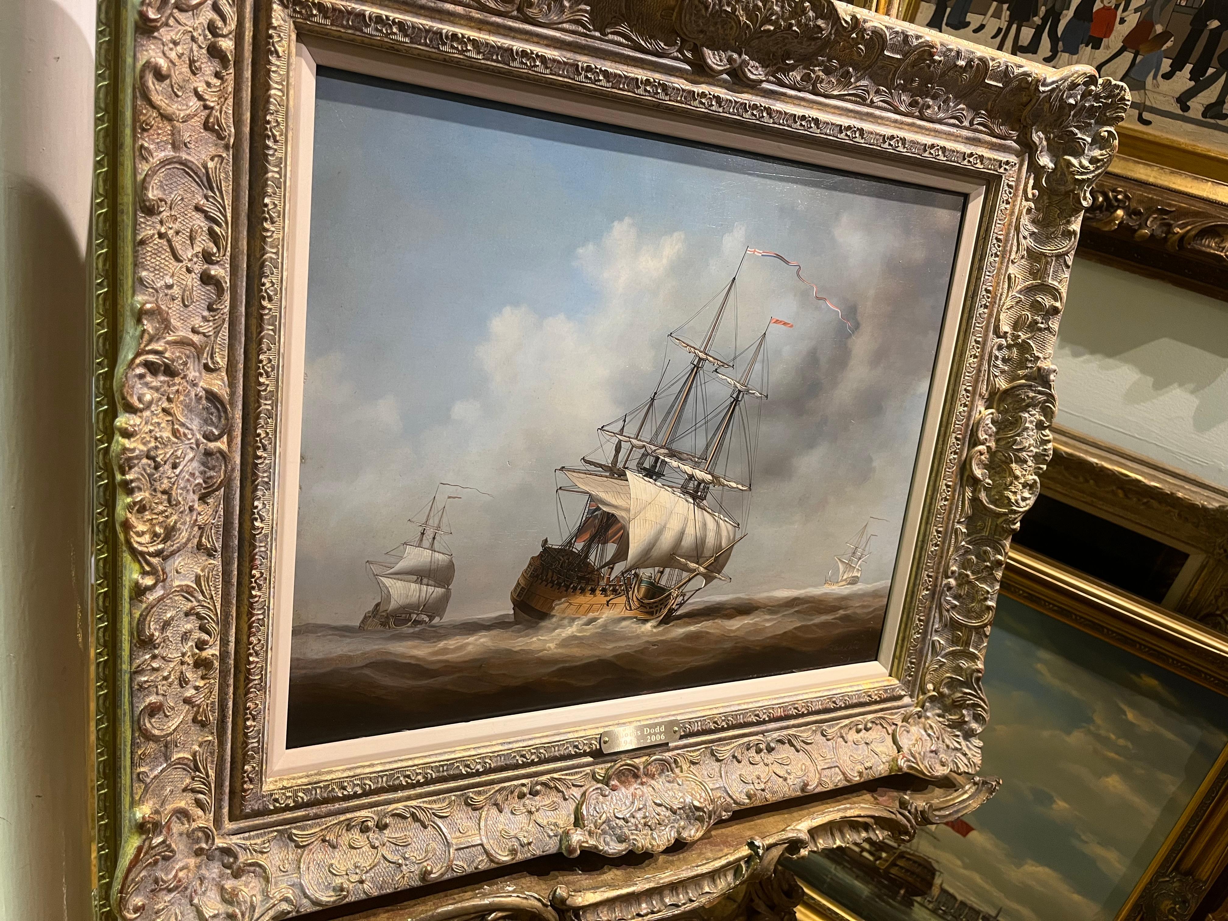 OIL PAINTING By LOUIS DODD 20th CENTURY NAVY / MARITIME PIECE GOLD GILT FRAME For Sale 12