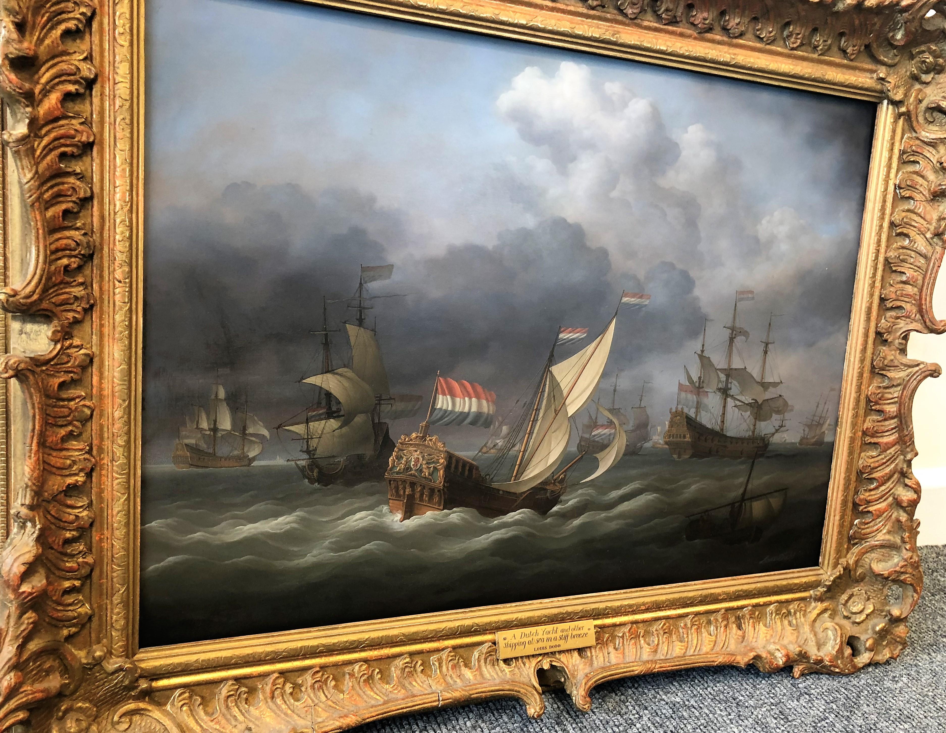 OIL PAINTING By LOUIS DODD 20th CENTURY NAVY / MARITIME PIECE GOLD GILT FRAME - Realist Painting by Louis Dodd