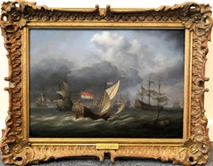 Vintage OIL PAINTING By LOUIS DODD 20th CENTURY NAVY / MARITIME PIECE GOLD GILT FRAME