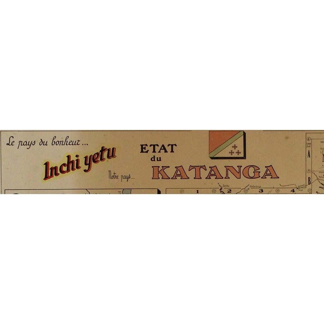 Original 1960 Map by Louis Dressen État du Katanga Congo For Sale 2