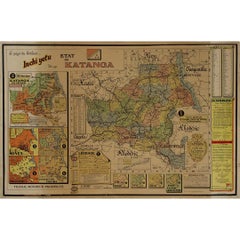 Original 1960 Map by Louis Dressen État du Katanga Congo