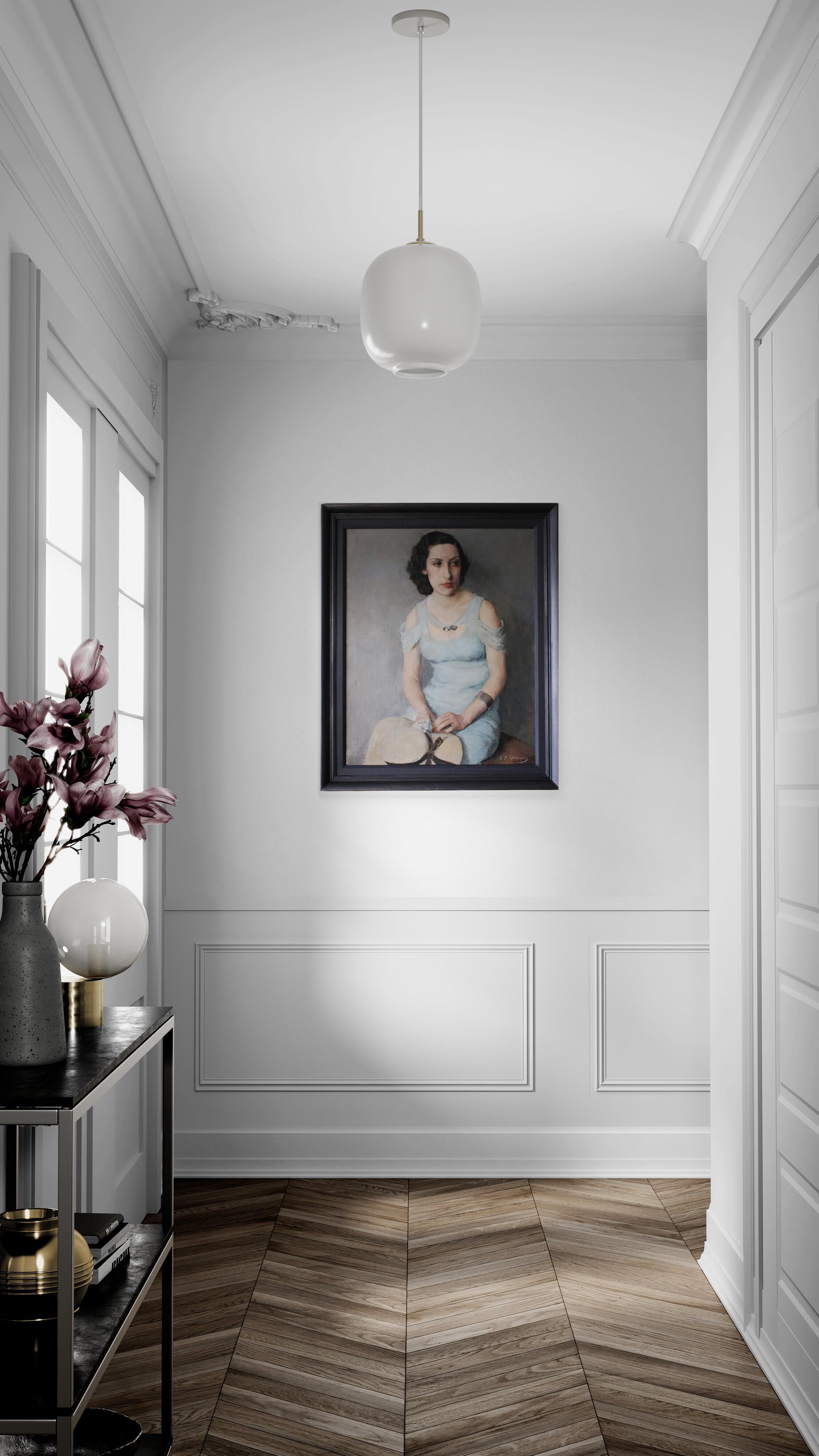 Porträt Ölgemälde große Französisch Art Deco weibliche Malerei von Louis Dupuis im Angebot 9