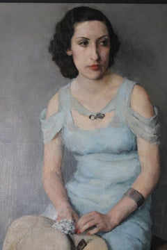 Portrait of a woman vintage French post-impressionist Art Deco oil painting