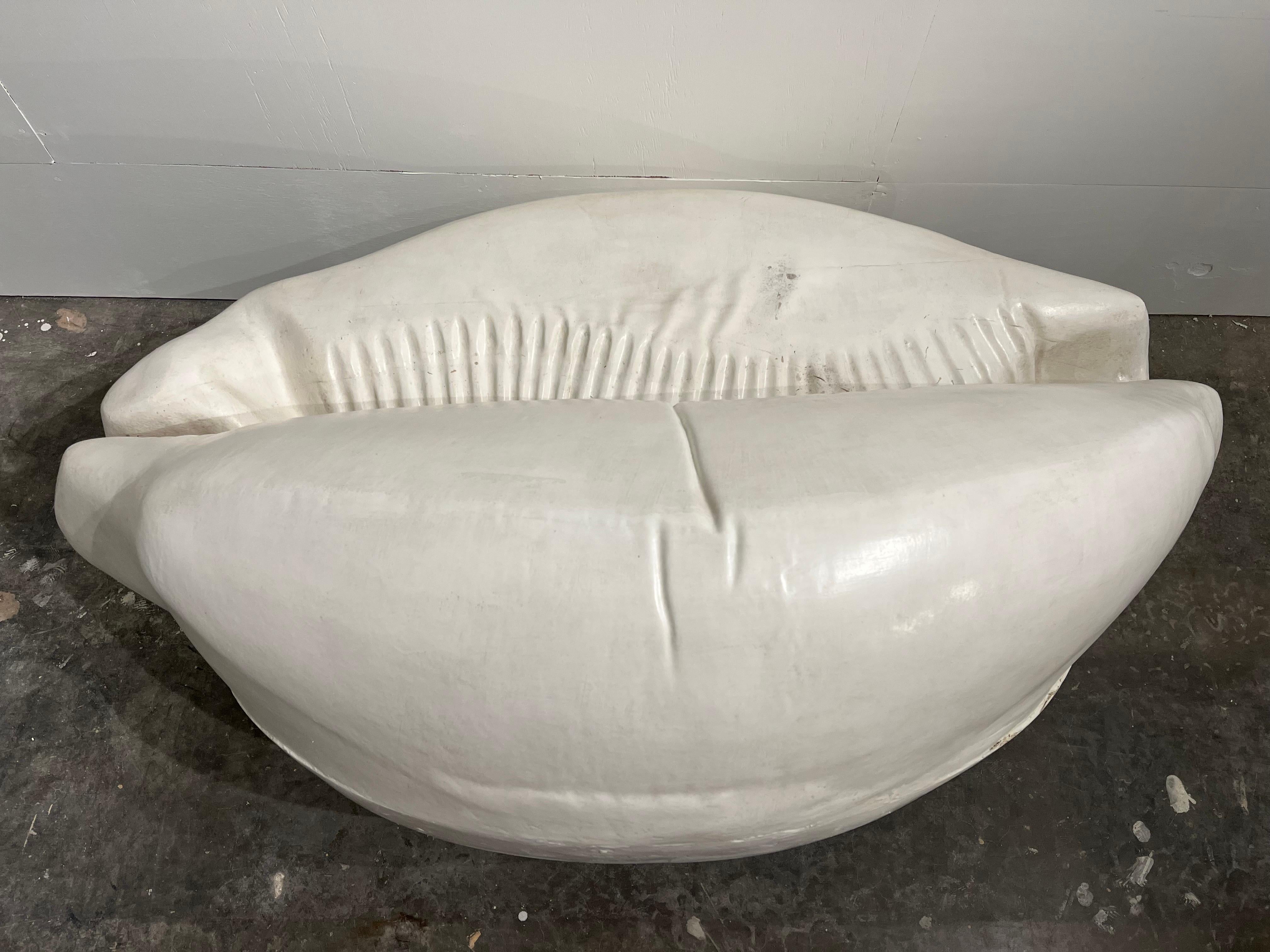 Molded Louis Durot French Post War Artist Cowrie Shell Sofa Settee Sculpture in Polymer For Sale