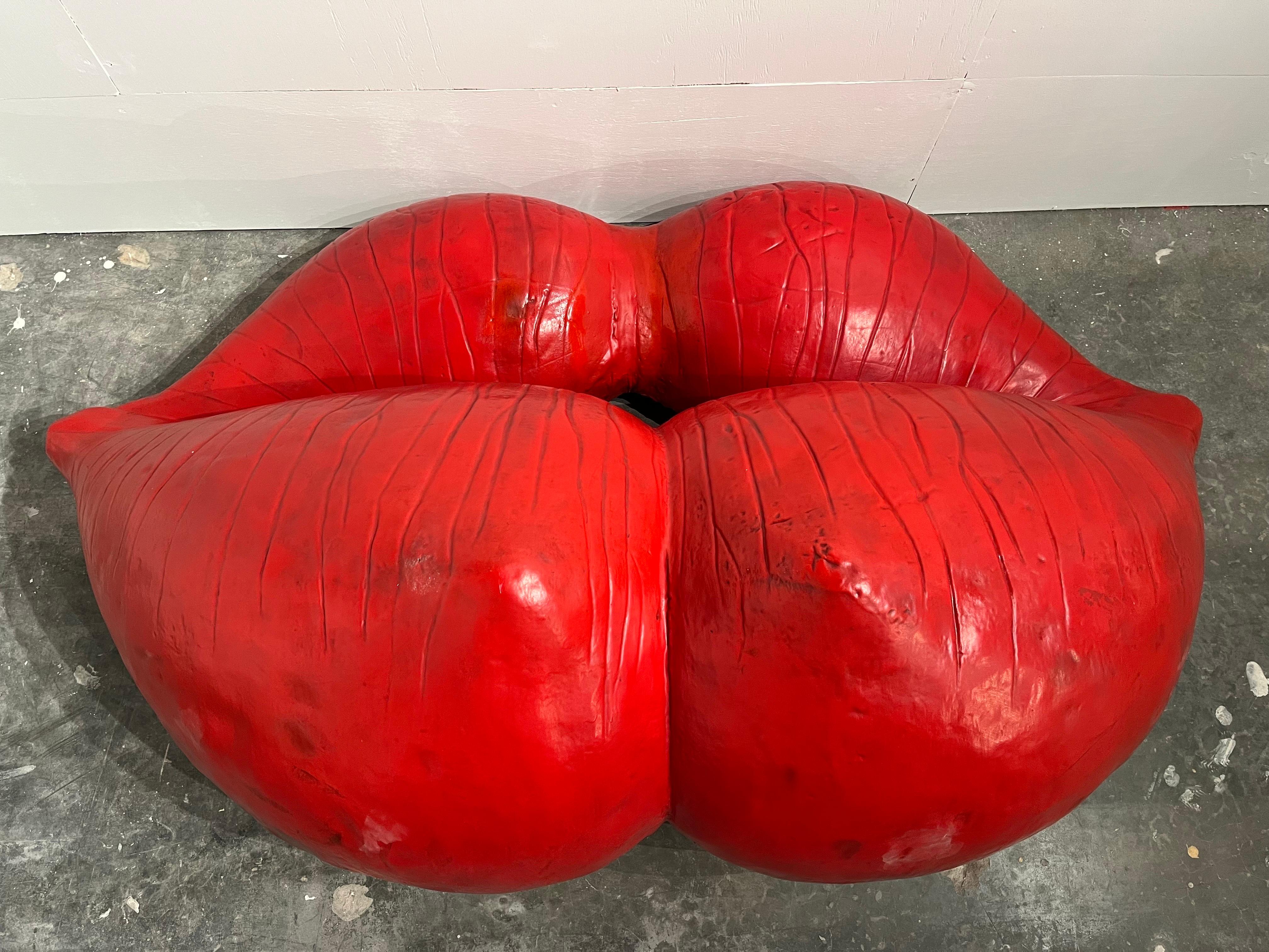 Louis Durot French Post War Artist Red Lips L'echauffeuse Sofa Settee Sculpture For Sale 5