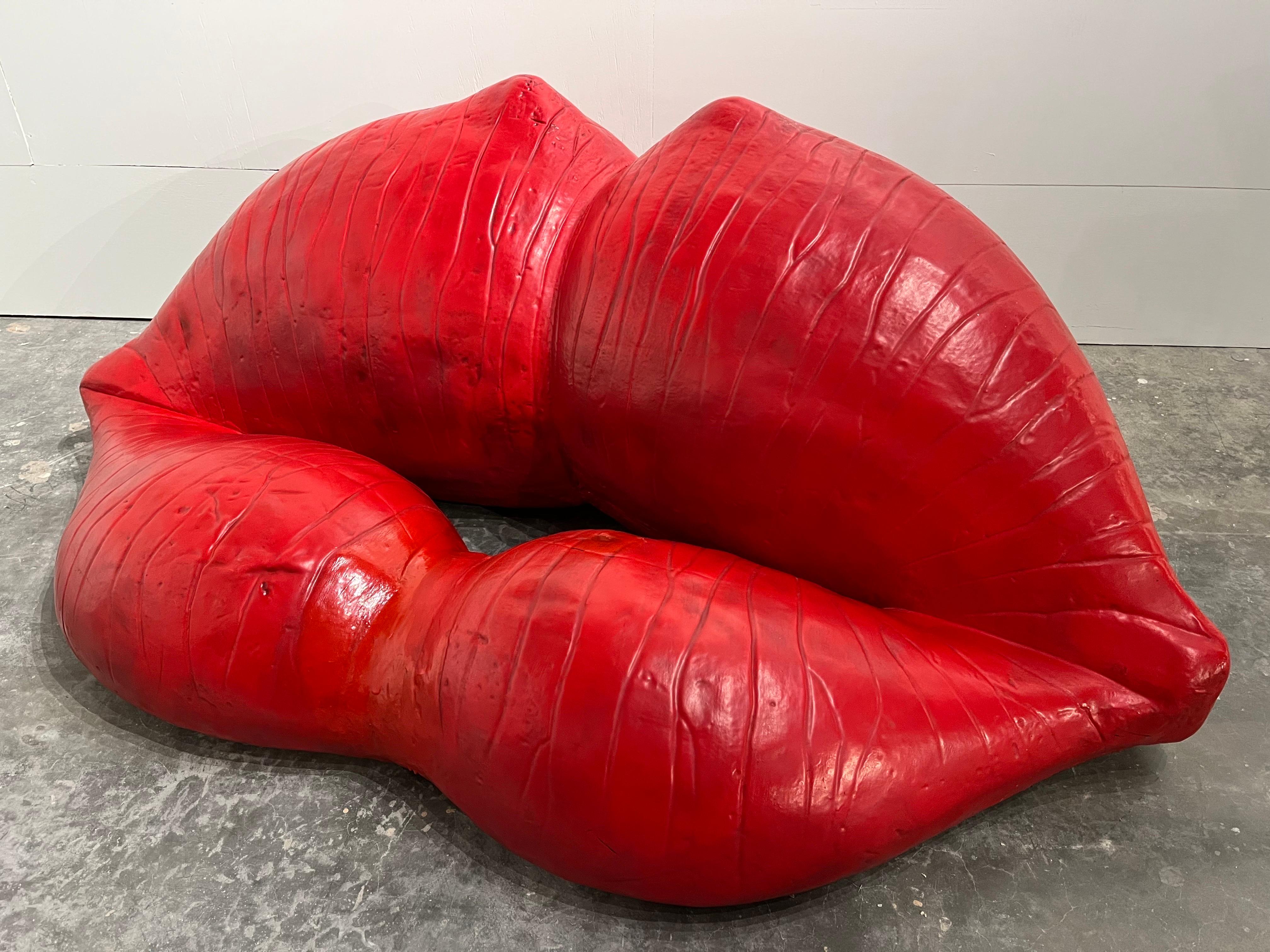 Post-Modern Louis Durot French Post War Artist Red Lips L'echauffeuse Sofa Settee Sculpture For Sale