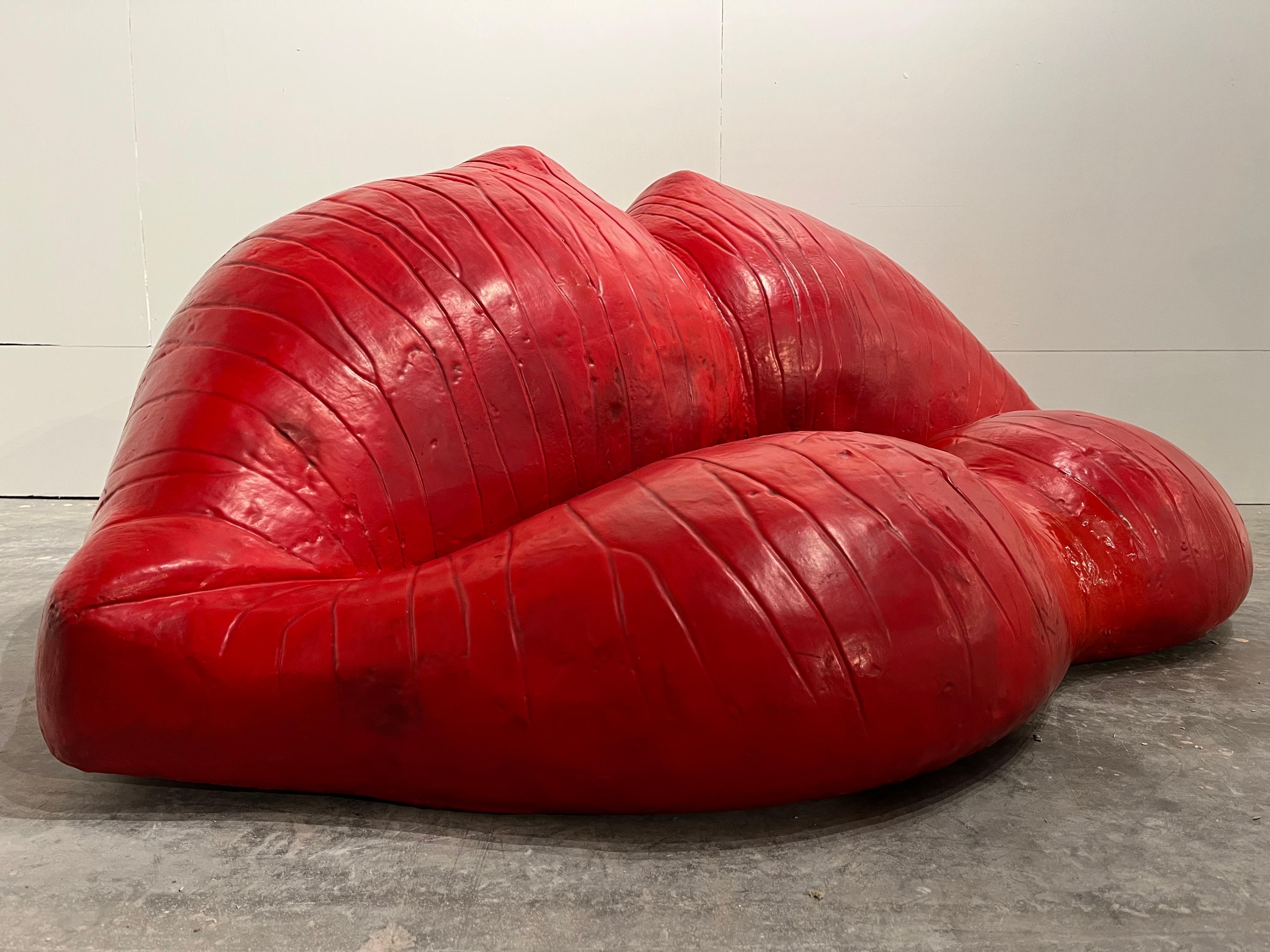 20th Century Louis Durot French Post War Artist Red Lips L'echauffeuse Sofa Settee Sculpture For Sale
