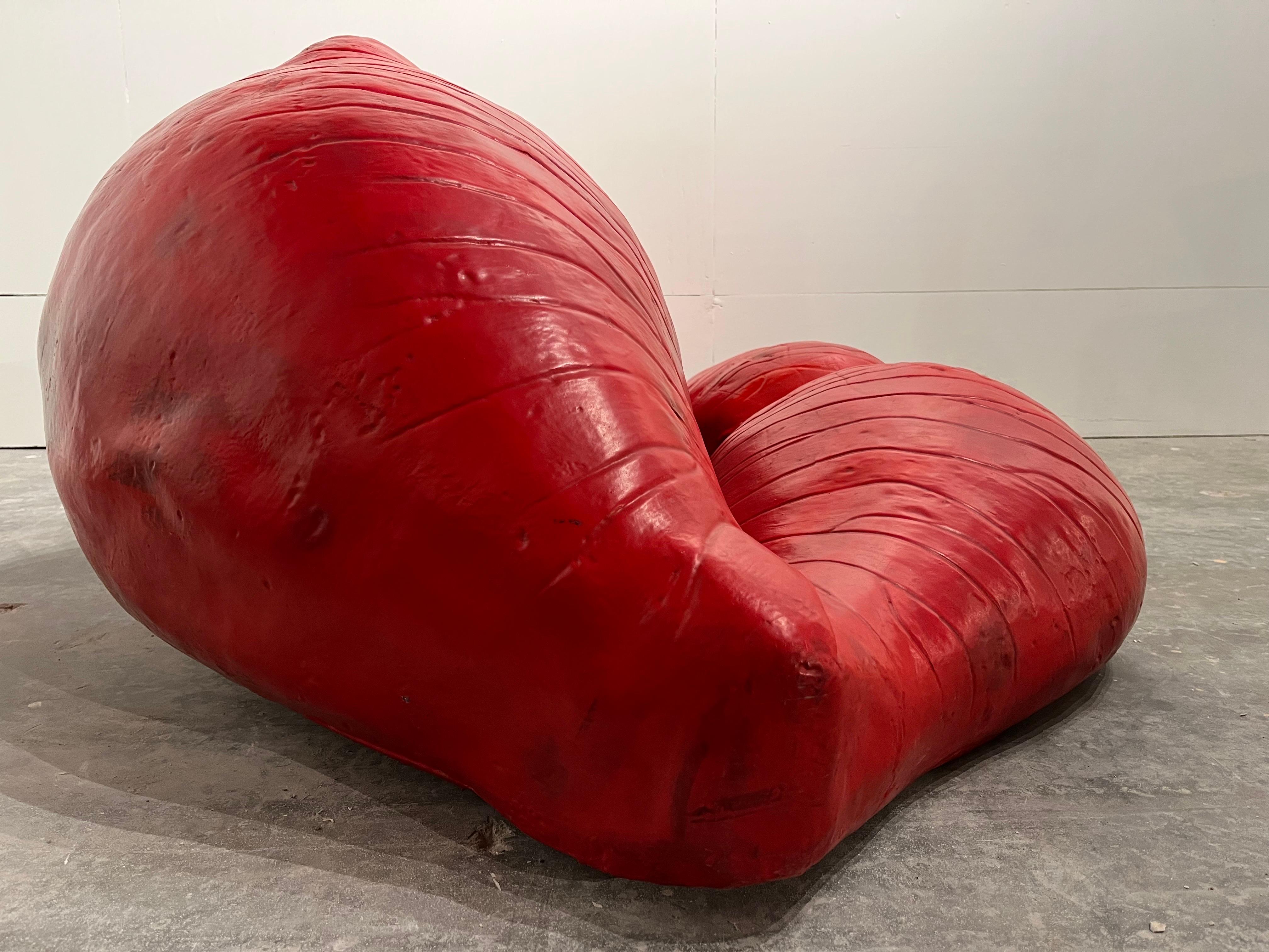 Louis Durot French Post War Artist Red Lips L'echauffeuse Sofa Settee Sculpture For Sale 2