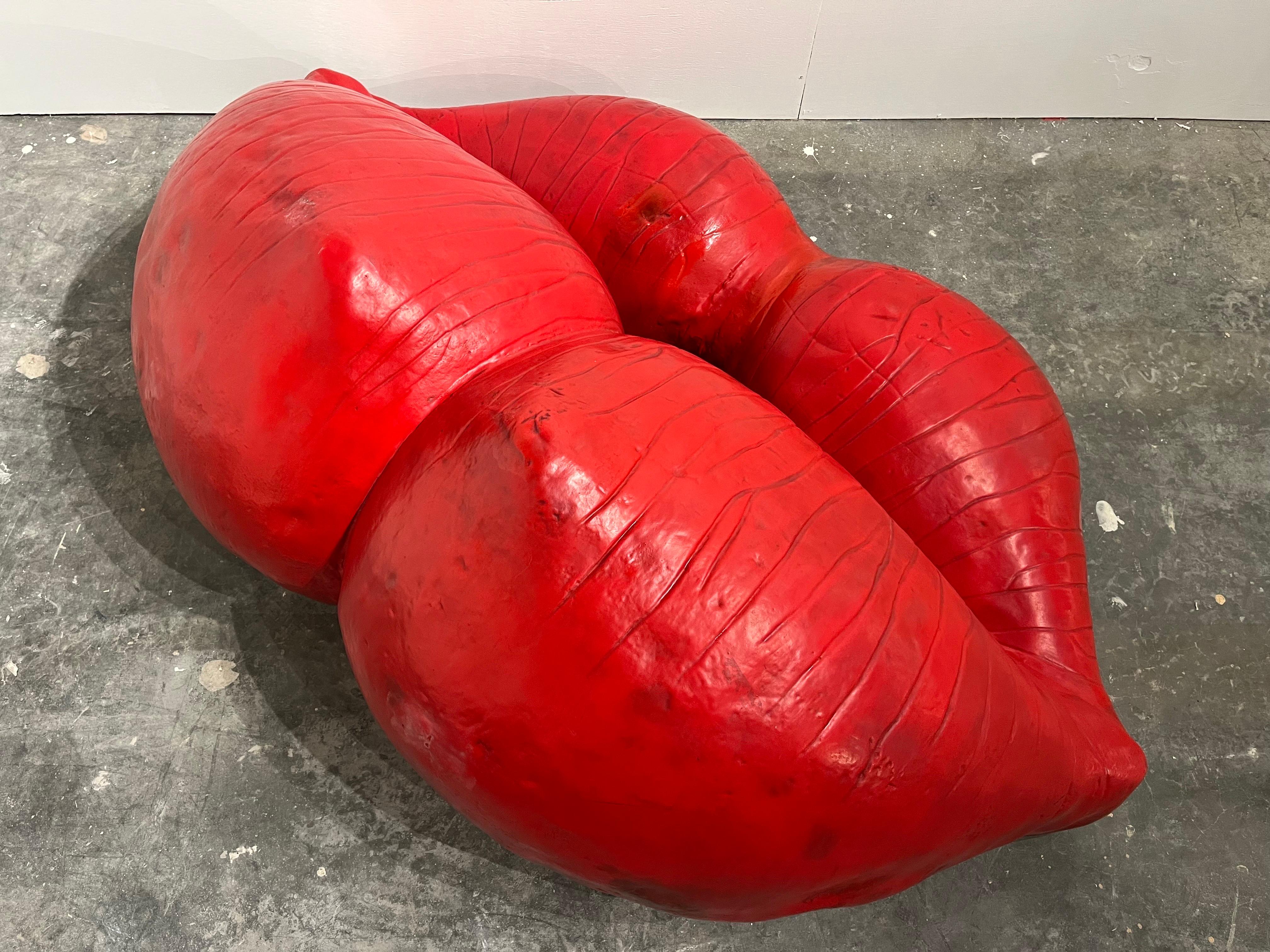 Louis Durot French Post War Artist Red Lips L'echauffeuse Sofa Settee Sculpture For Sale 3
