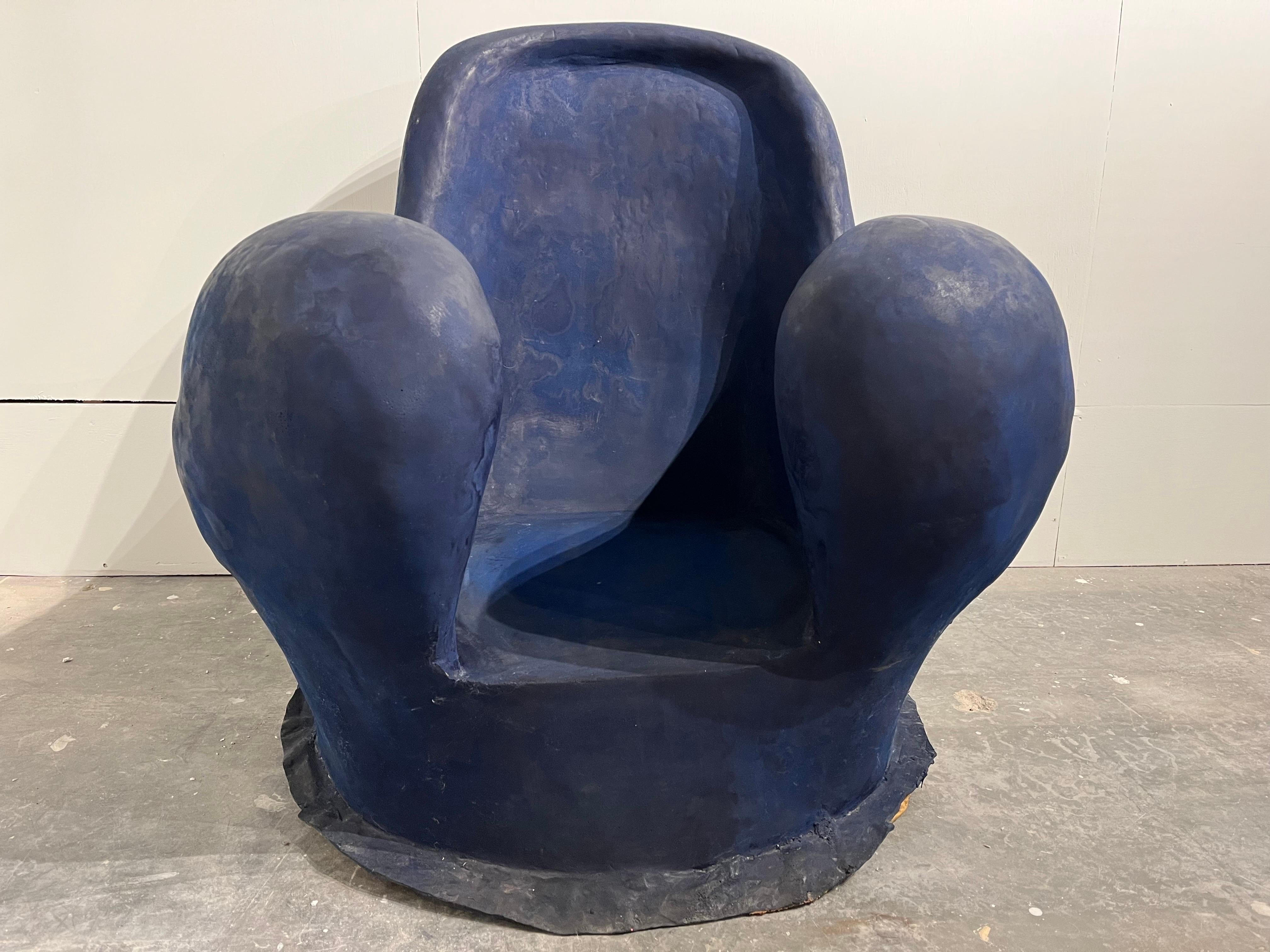 Louis Durot French Post War Contemporary Artist Blue Polymer Armchair Sculpture 3