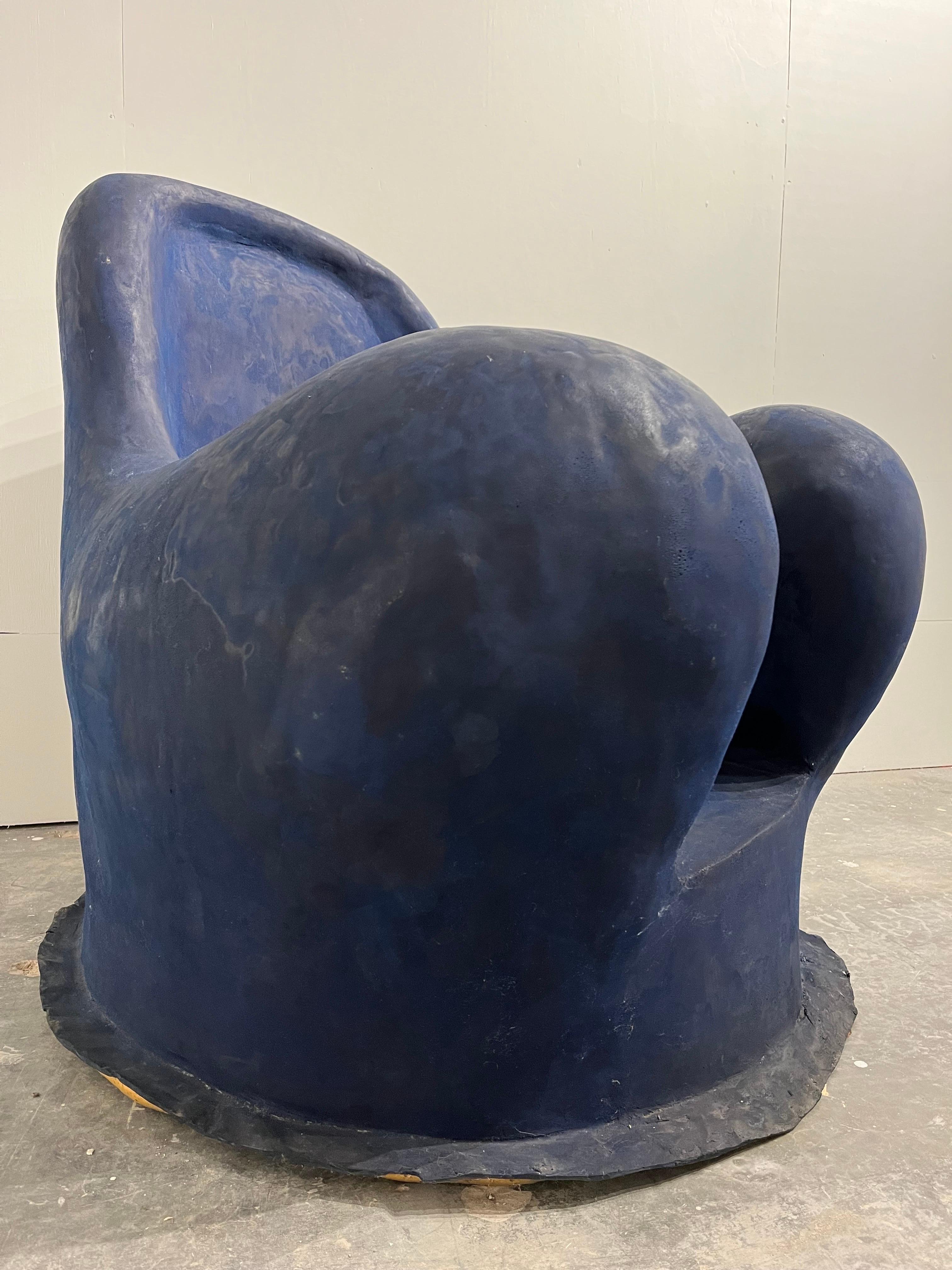 Louis Durot French Post War Contemporary Artist Blue Polymer Armchair Sculpture 4