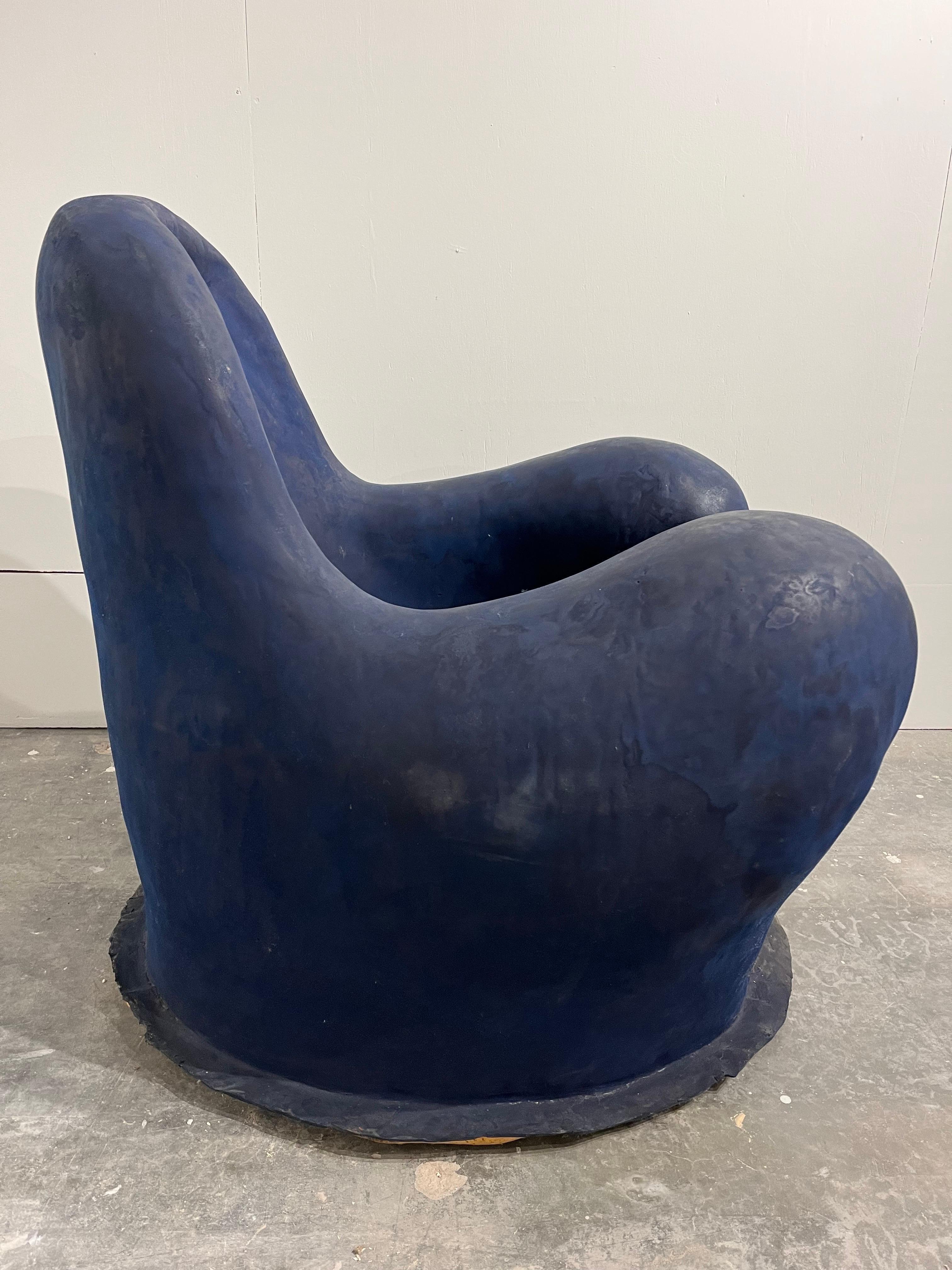 Louis Durot French Post War Contemporary Artist Blue Polymer Armchair Sculpture 6