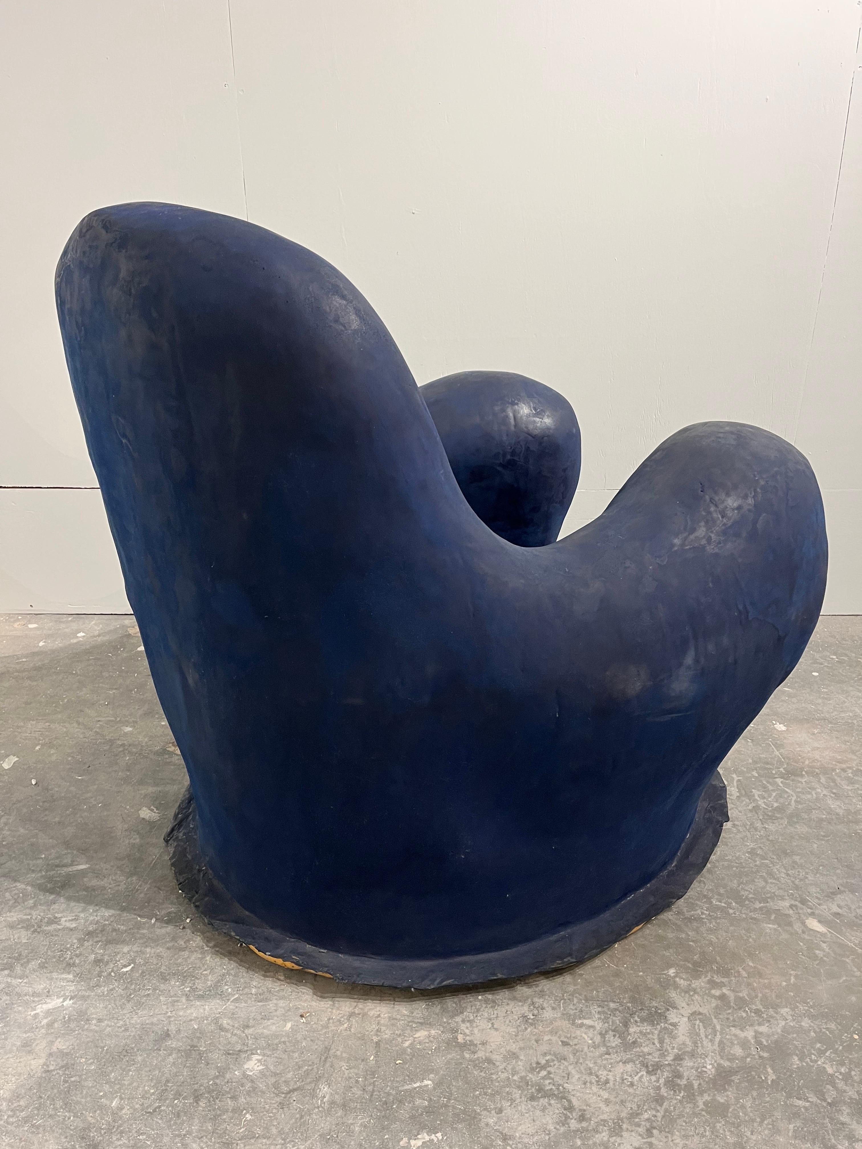 Louis Durot French Post War Contemporary Artist Blue Polymer Armchair Sculpture 7