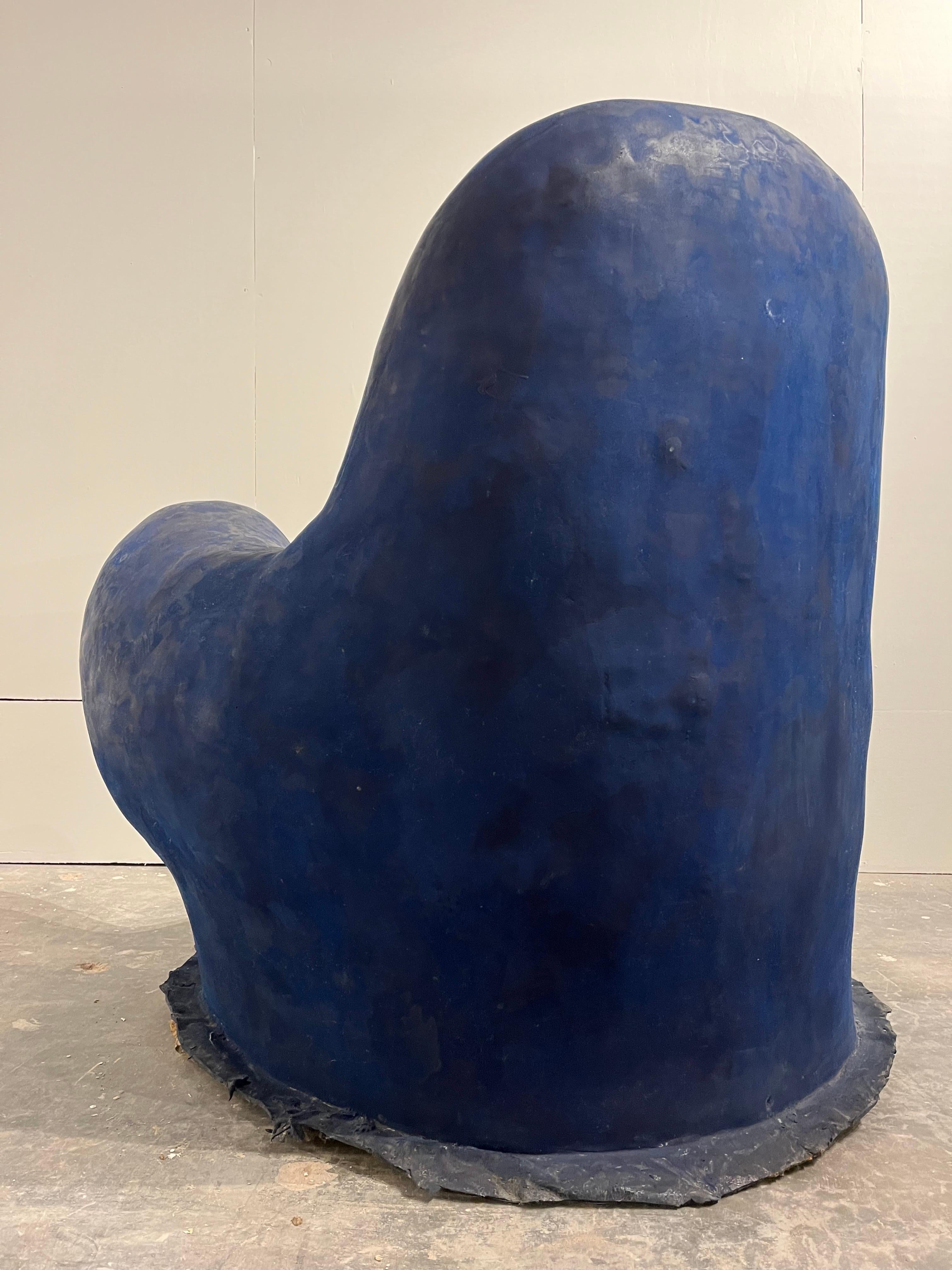 Louis Durot French Post War Contemporary Artist Blue Polymer Armchair Sculpture 9