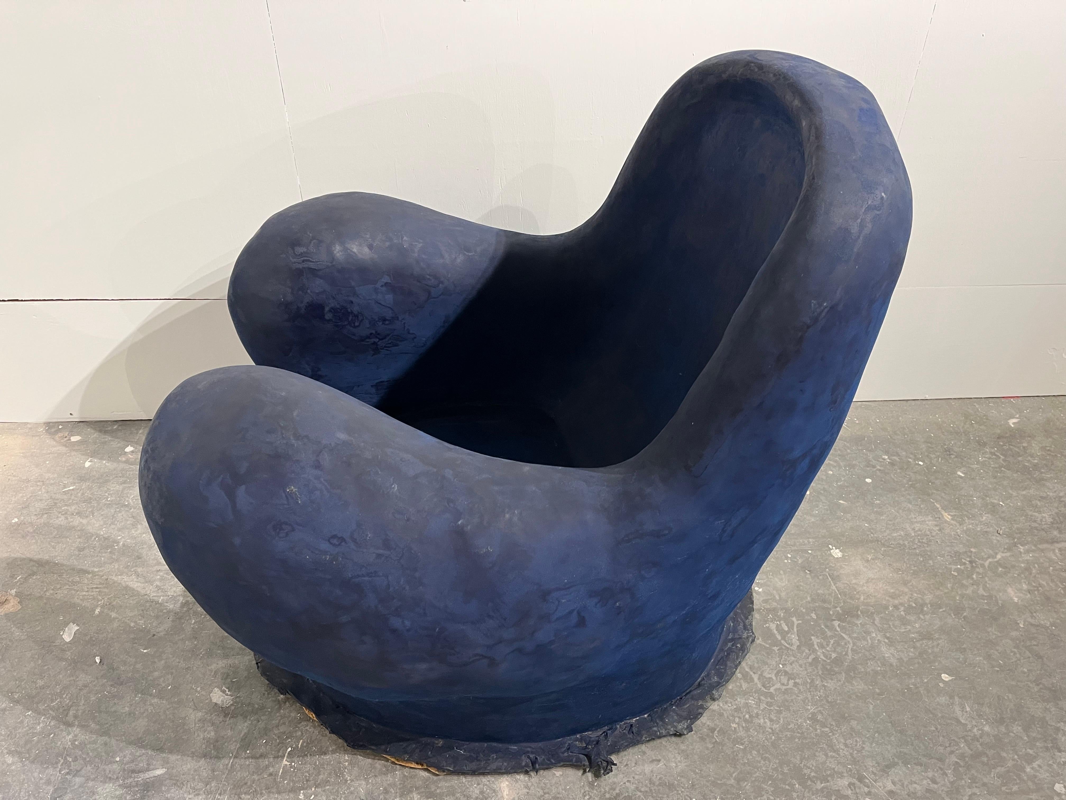 Louis Durot French Post War Contemporary Artist Blue Polymer Armchair Sculpture 10