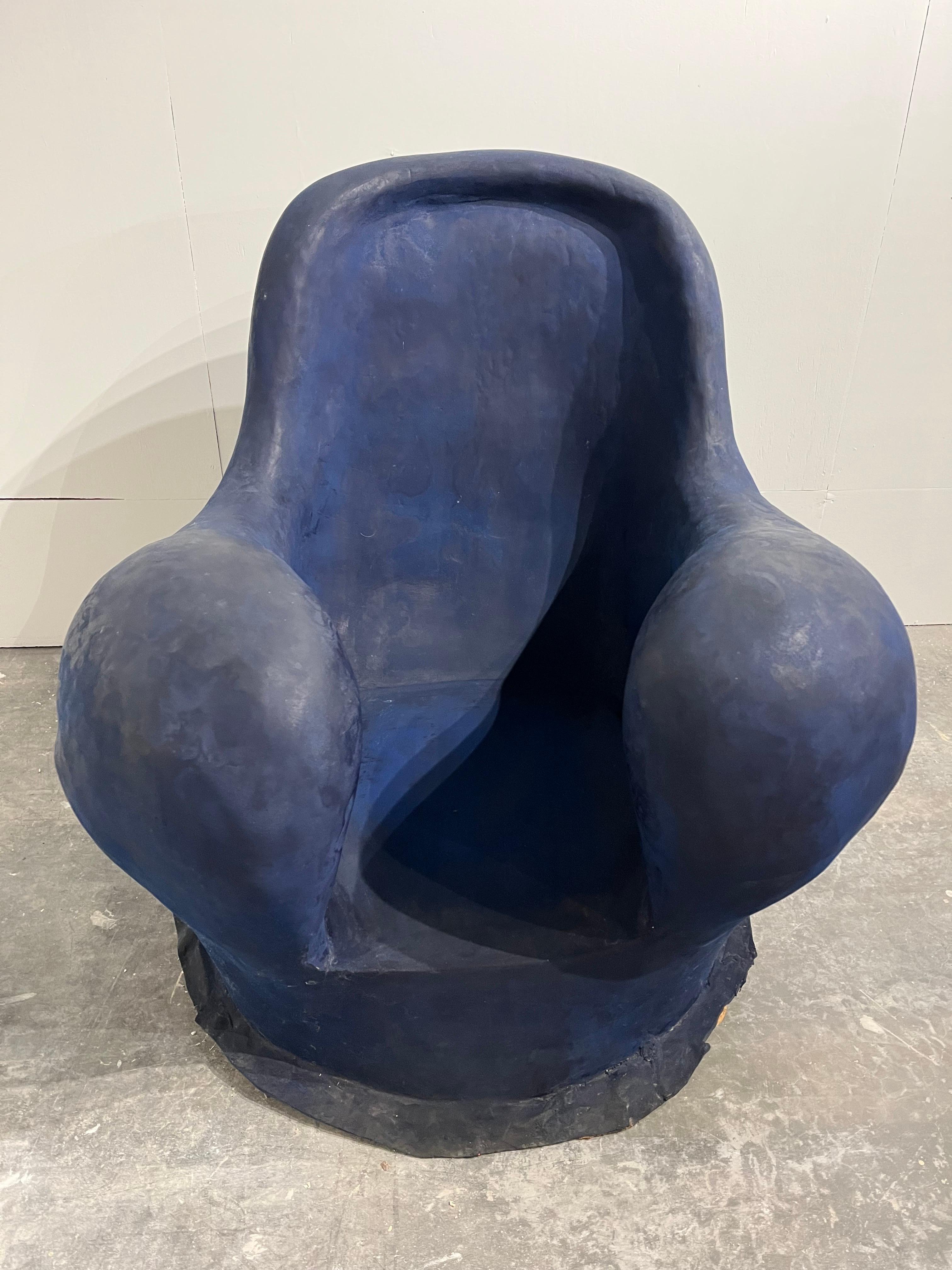 Louis Durot French Post War Contemporary Artist Blue Polymer Armchair Sculpture 11