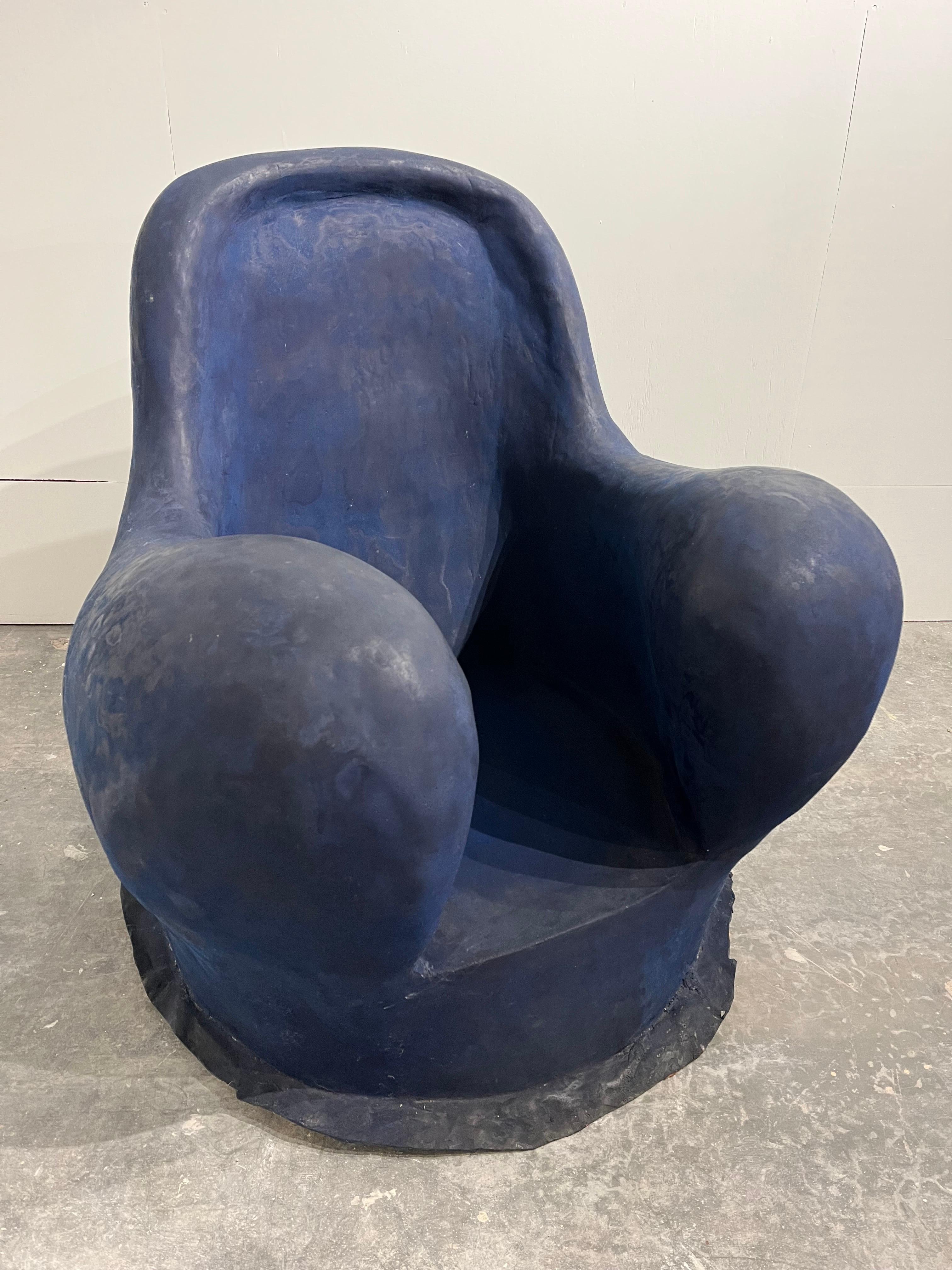 Louis Durot French Post War Contemporary Artist Blue Polymer Armchair Sculpture 12
