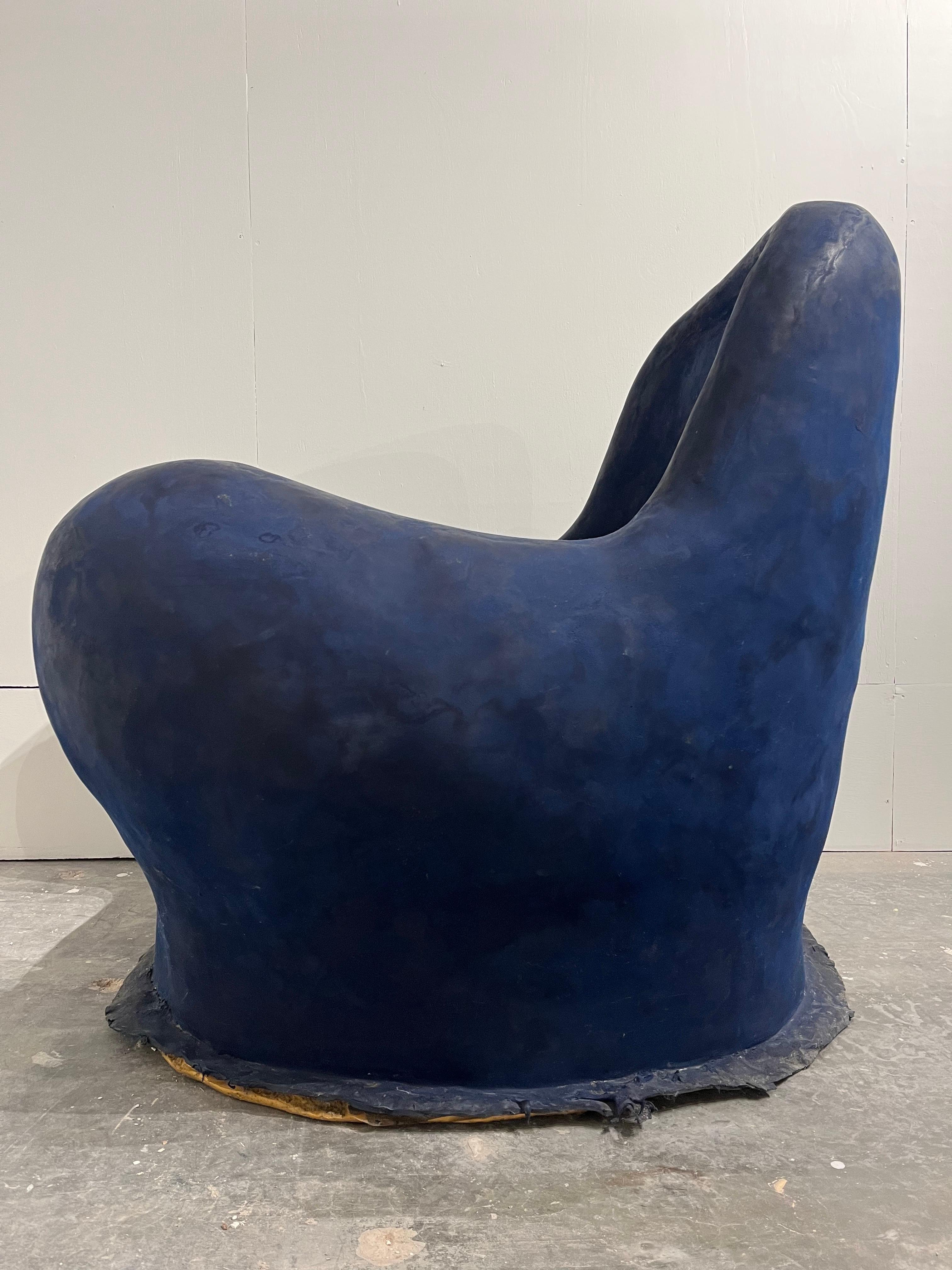 Louis Durot French Post War Contemporary Artist Blue Polymer Armchair Sculpture 13