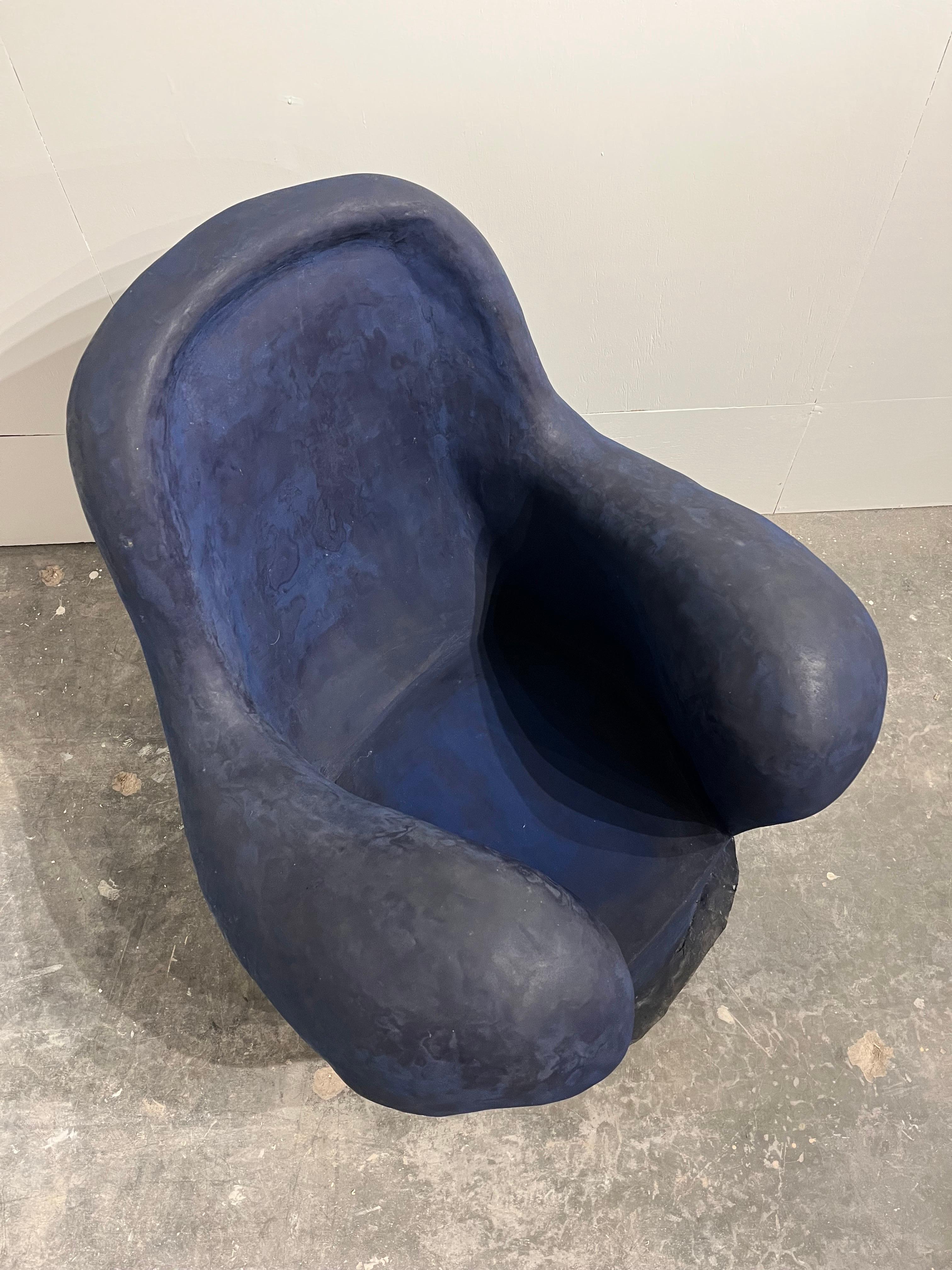 Post-Modern Louis Durot French Post War Contemporary Artist Blue Polymer Armchair Sculpture