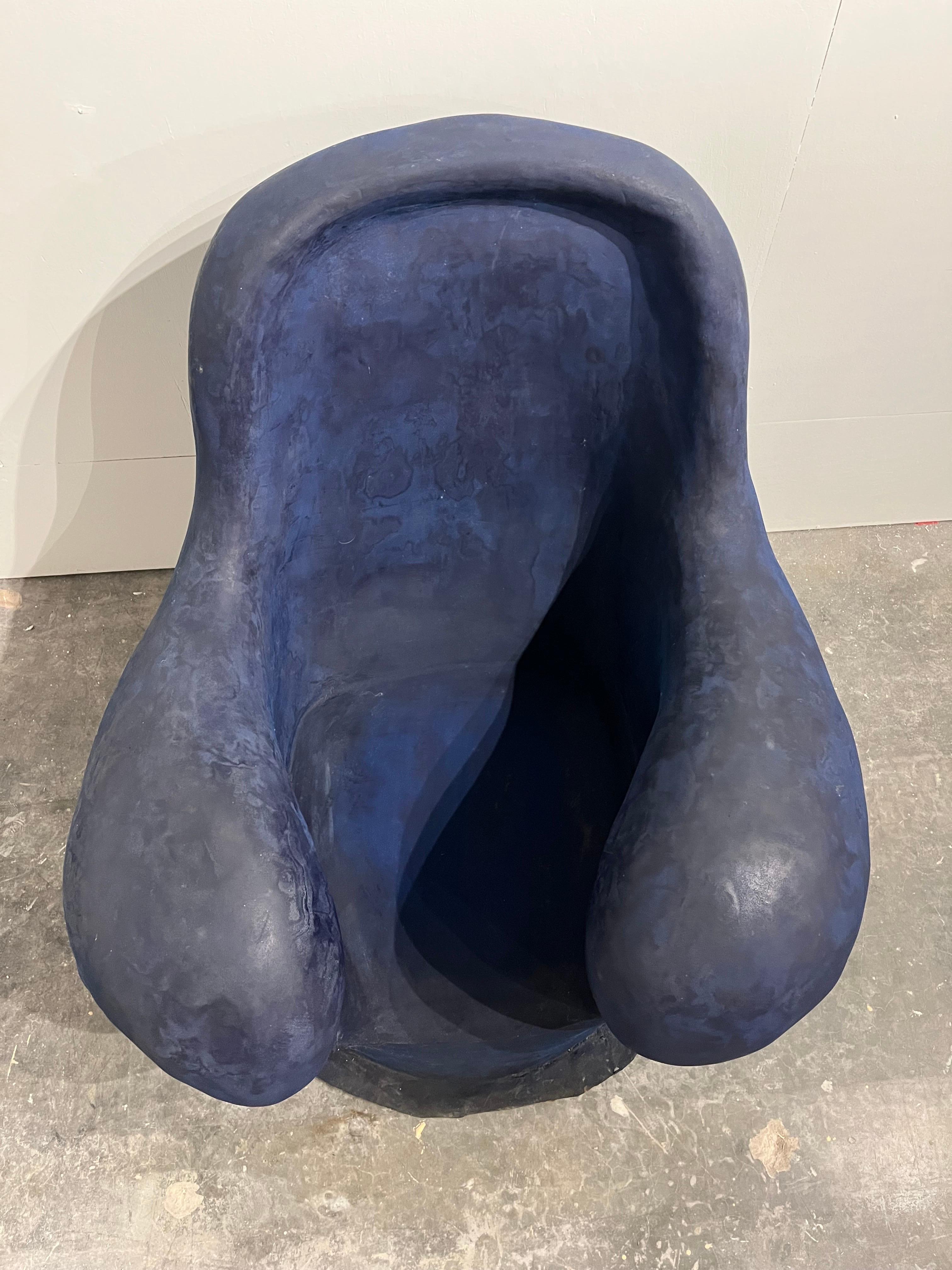 Molded Louis Durot French Post War Contemporary Artist Blue Polymer Armchair Sculpture