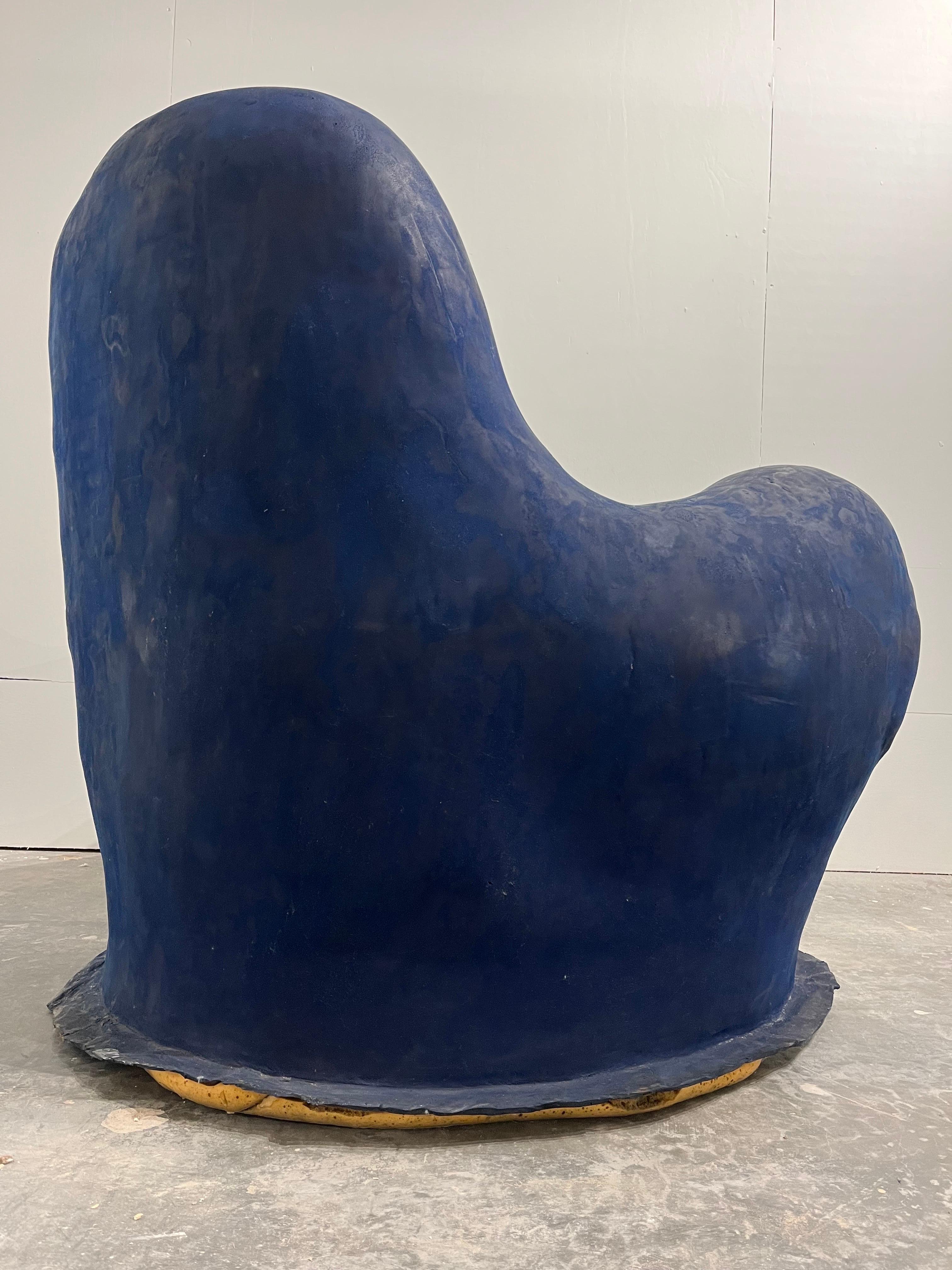 Louis Durot French Post War Contemporary Artist Blue Polymer Armchair Sculpture In Good Condition In Atlanta, GA