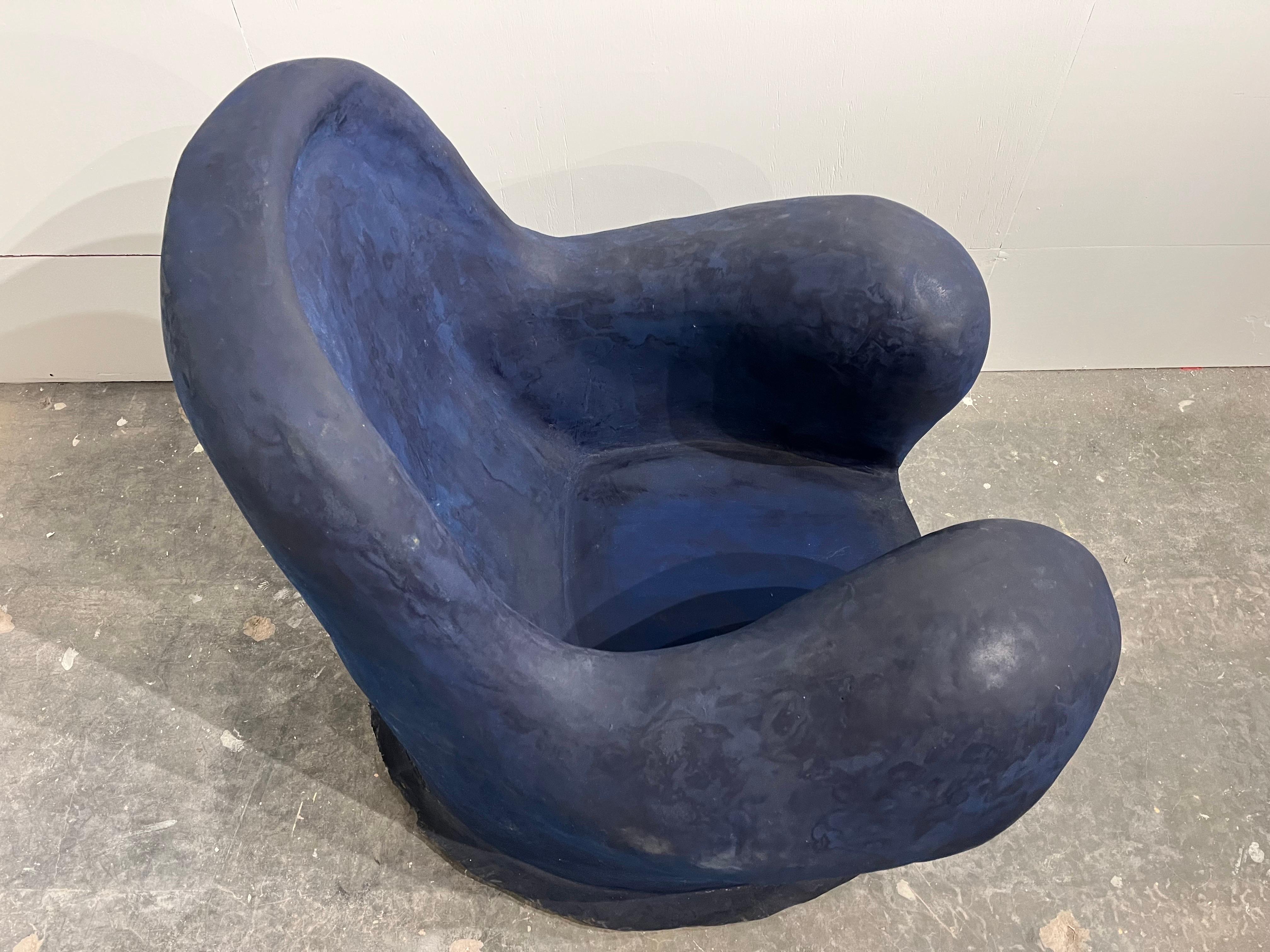 20th Century Louis Durot French Post War Contemporary Artist Blue Polymer Armchair Sculpture