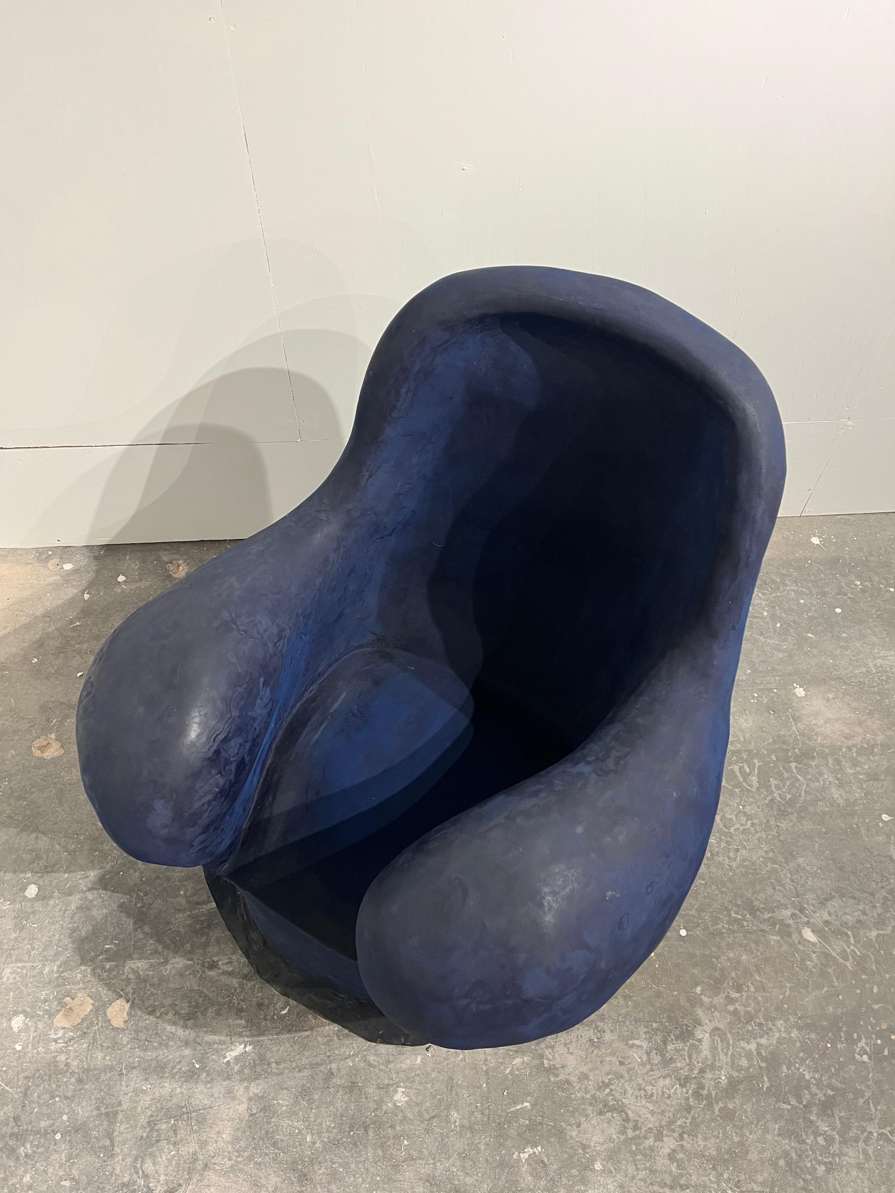 Louis Durot French Post War Contemporary Artist Blue Polymer Armchair Sculpture 2