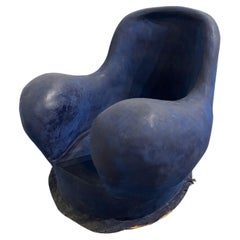 Louis Durot French Post War Contemporary Artist Blue Polymer Armchair Sculpture
