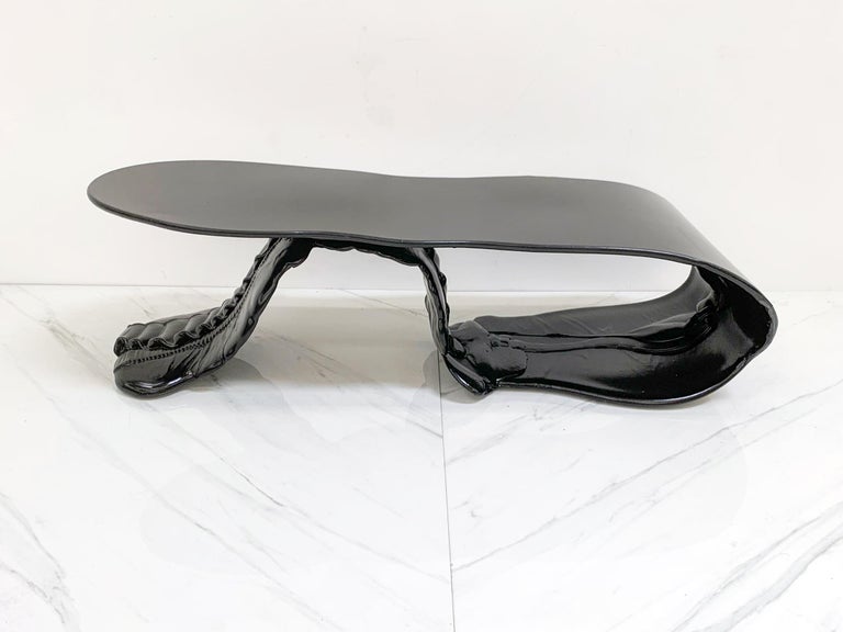 Late 20th Century Louis Durot Tongue Coffee Table in Jet Black For Sale