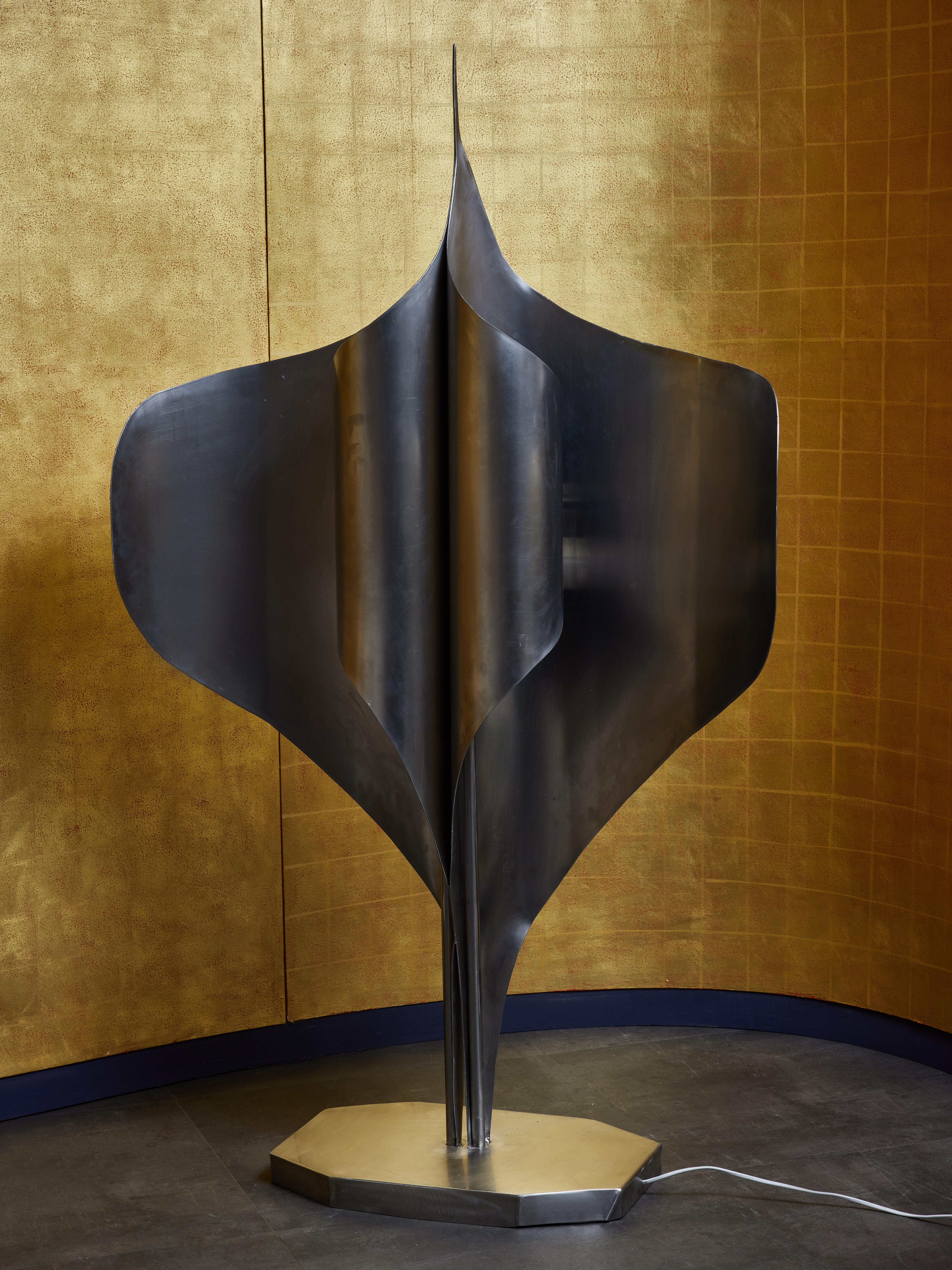 Mid-Century Modern Louis Durot Unique Steel Floor Lamp For Sale
