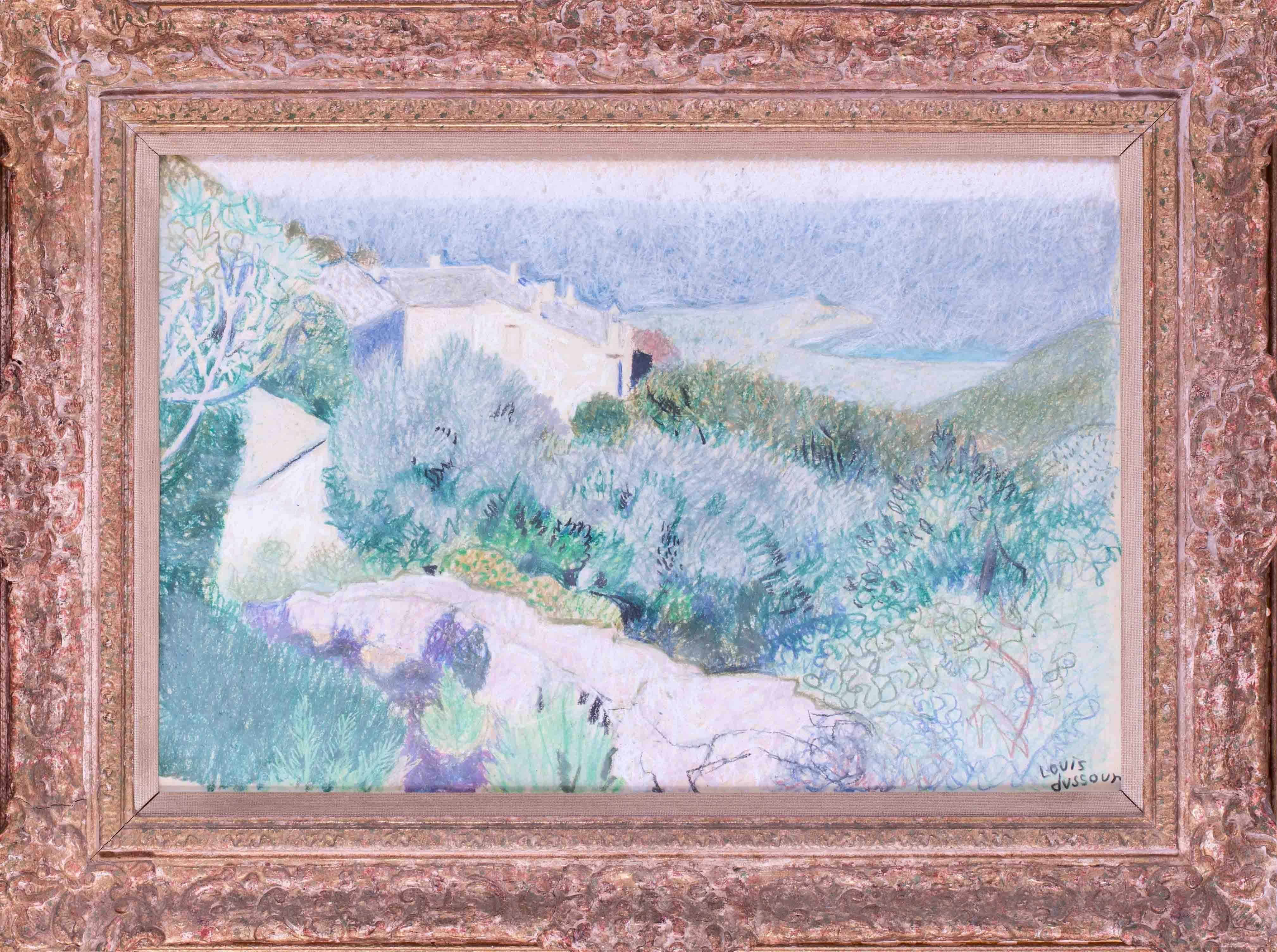 Louis Dussour Landscape Painting - A pair of French Post Impressionist oil paintings of provencale farmhouses 