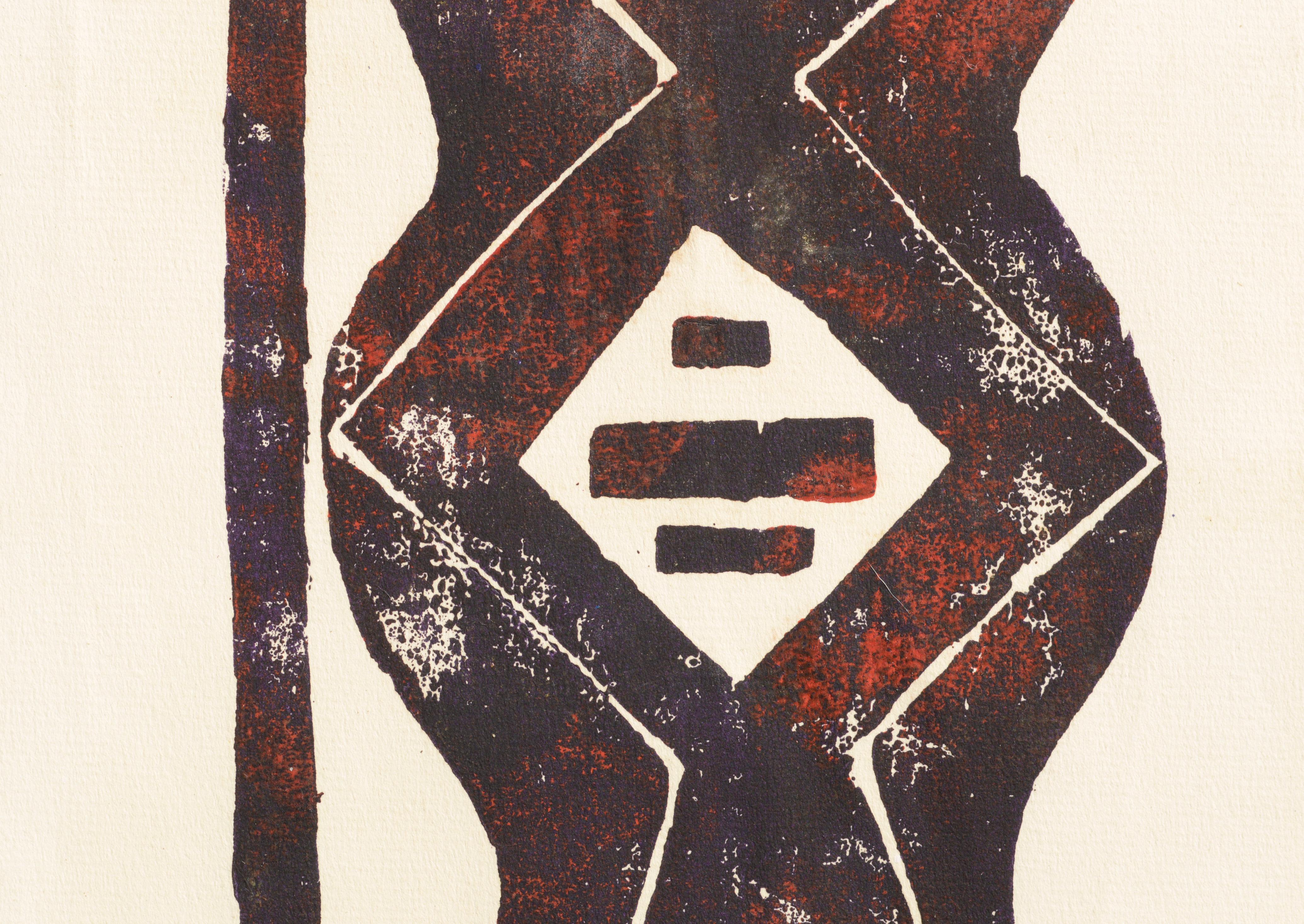 Abstract Geometric Lithograph - Gray Abstract Print by Louis Earnest Nadalini
