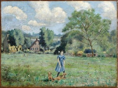 Walking the Dogs, Post-Impressionist Oil Painting by Louis Eilshemius