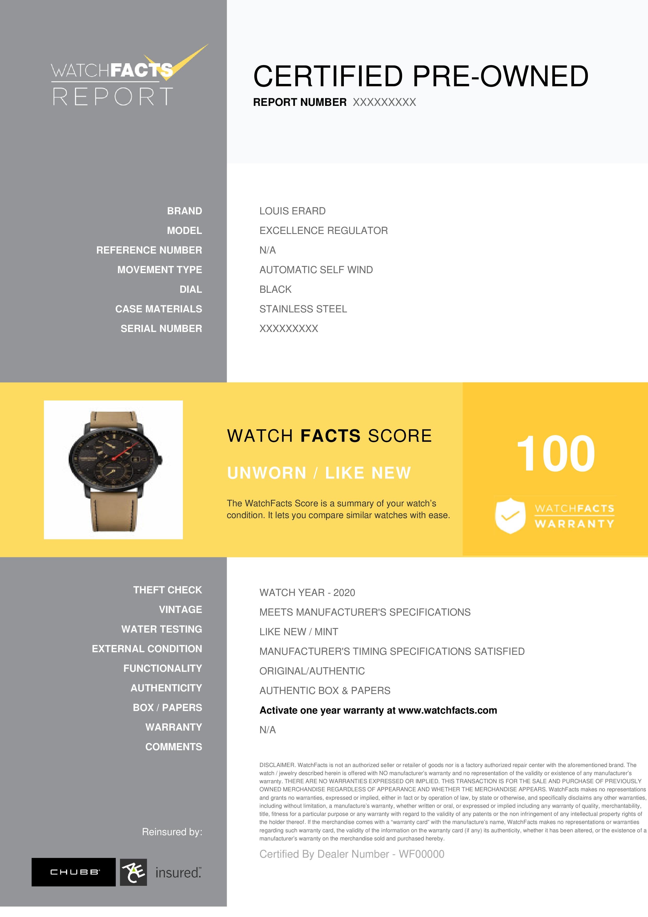 Louis Erard Excellence Regulator  Reference #: 86236NN12.BVDN17 . Mens Automatic Self Wind Watch Stainless Steel Black 0 MM. Verified and Certified by WatchFacts. 1 year warranty offered by WatchFacts.

