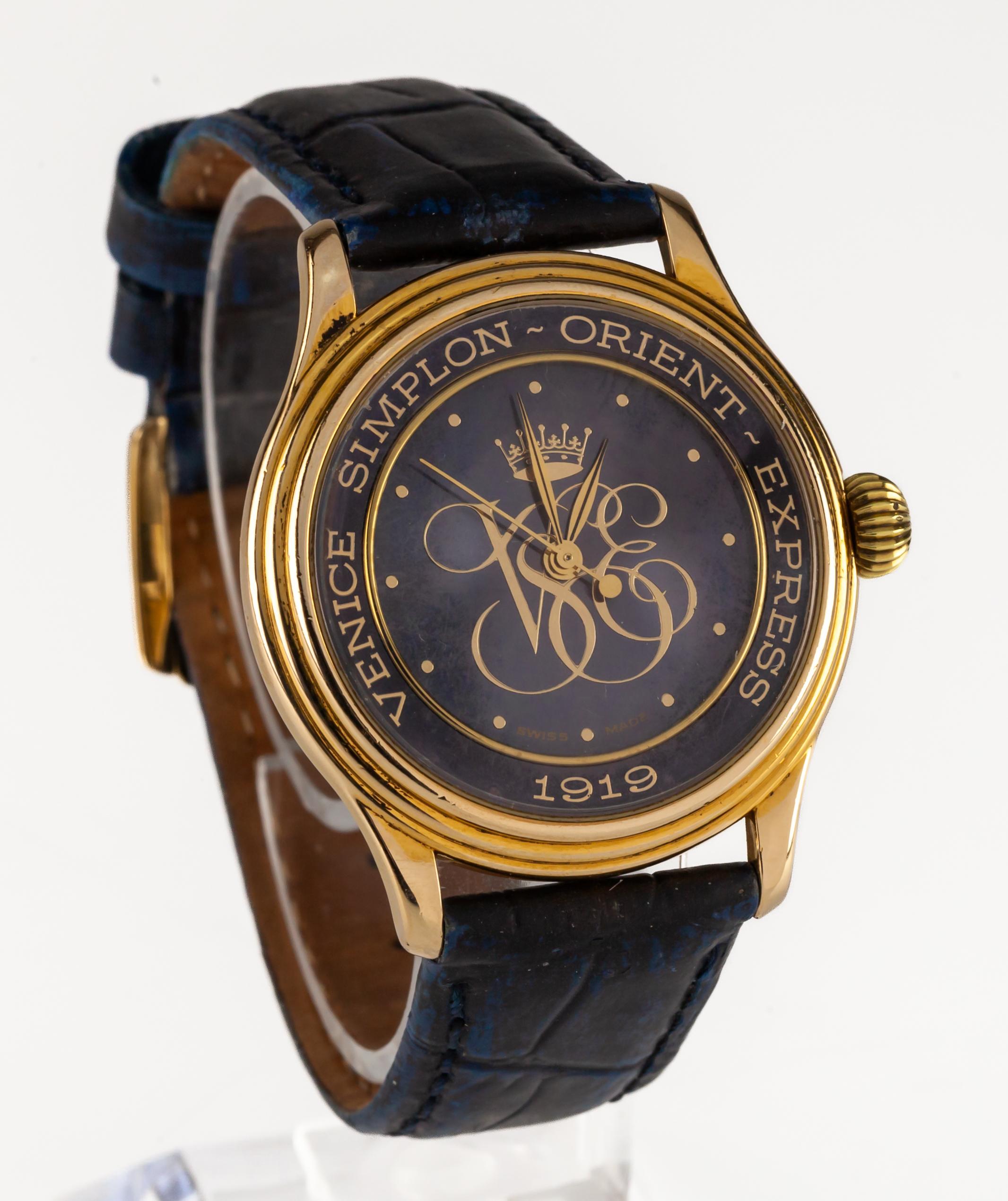 Louis Erard Venice-Simpon Orient Express Automatic Men's Watch 1919

Limited Edition #0561
Movement #2892-2
Case #1919

Gold-Plated Round Case w/ Exhibition Back
34 mm in Diameter (37 mm w/ Crown)
Lug-to-Lug Distance = 42 mm
Lug-to-Lug Width = 18