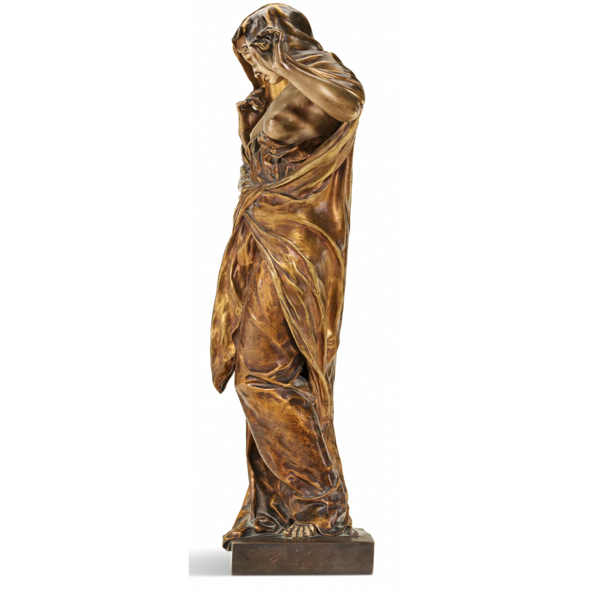 Nature revealing herself before Science bronze nude figural statue  For Sale 6