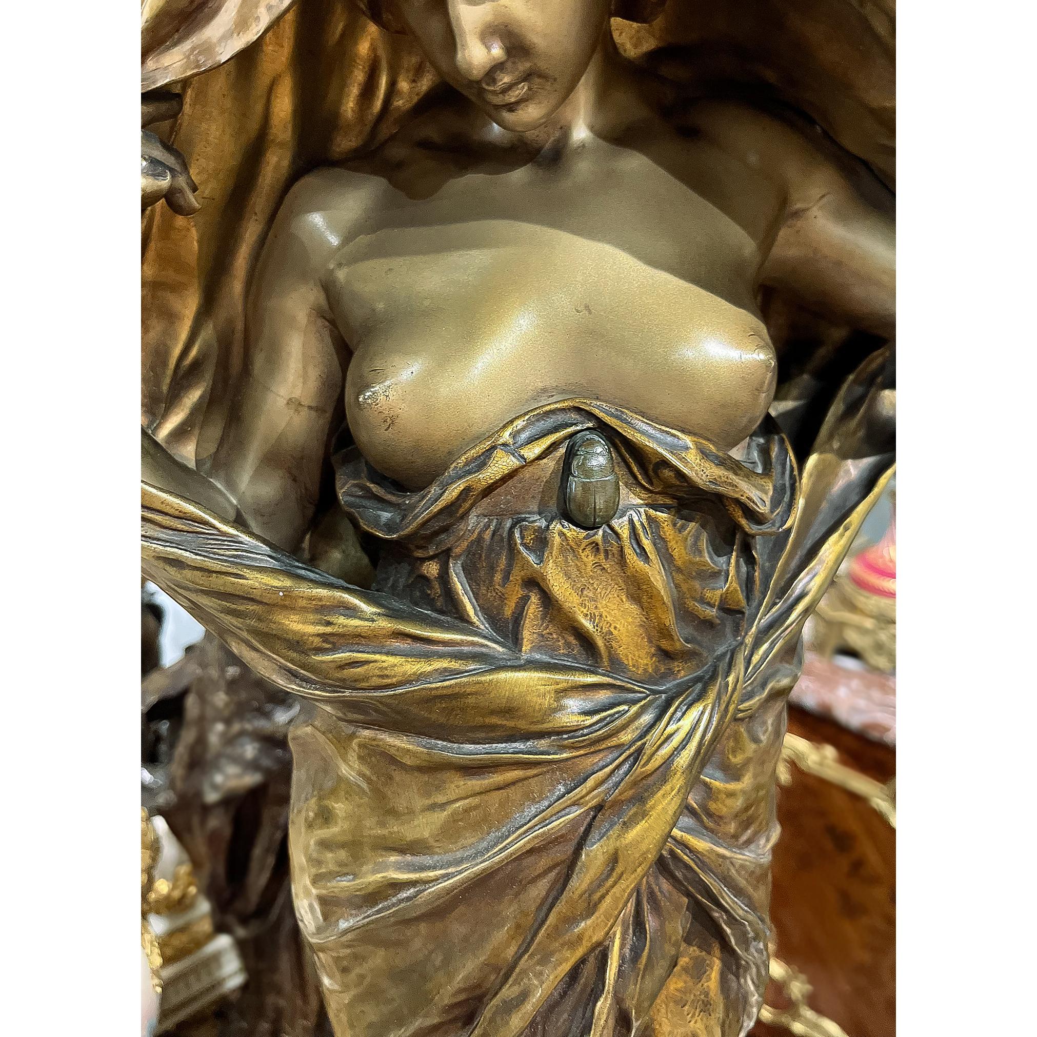 Nature revealing herself before Science bronze nude figural statue  - Gold Nude Sculpture by Louis-Ernest Barrias