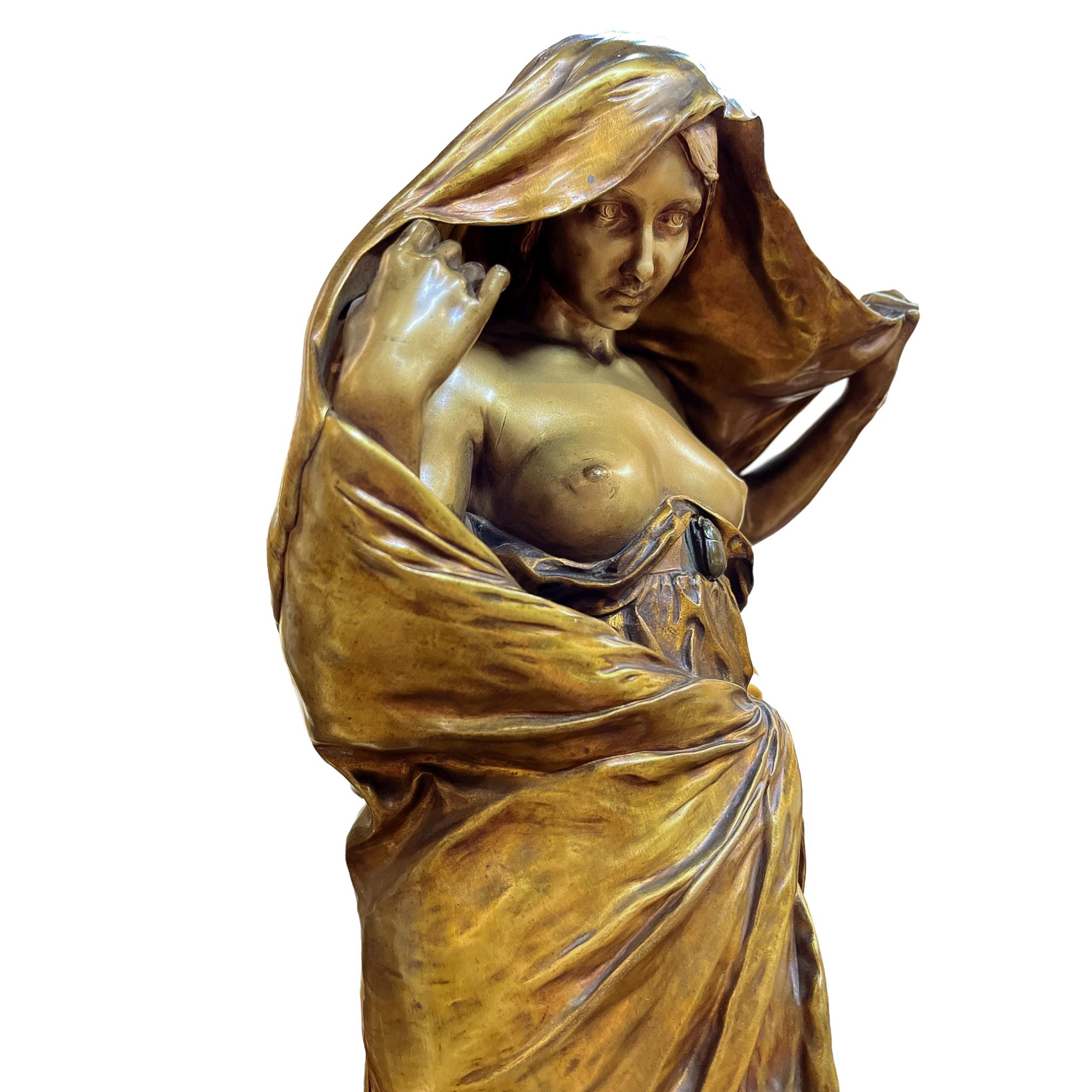 Nature revealing herself before Science bronze nude figural statue  For Sale 2
