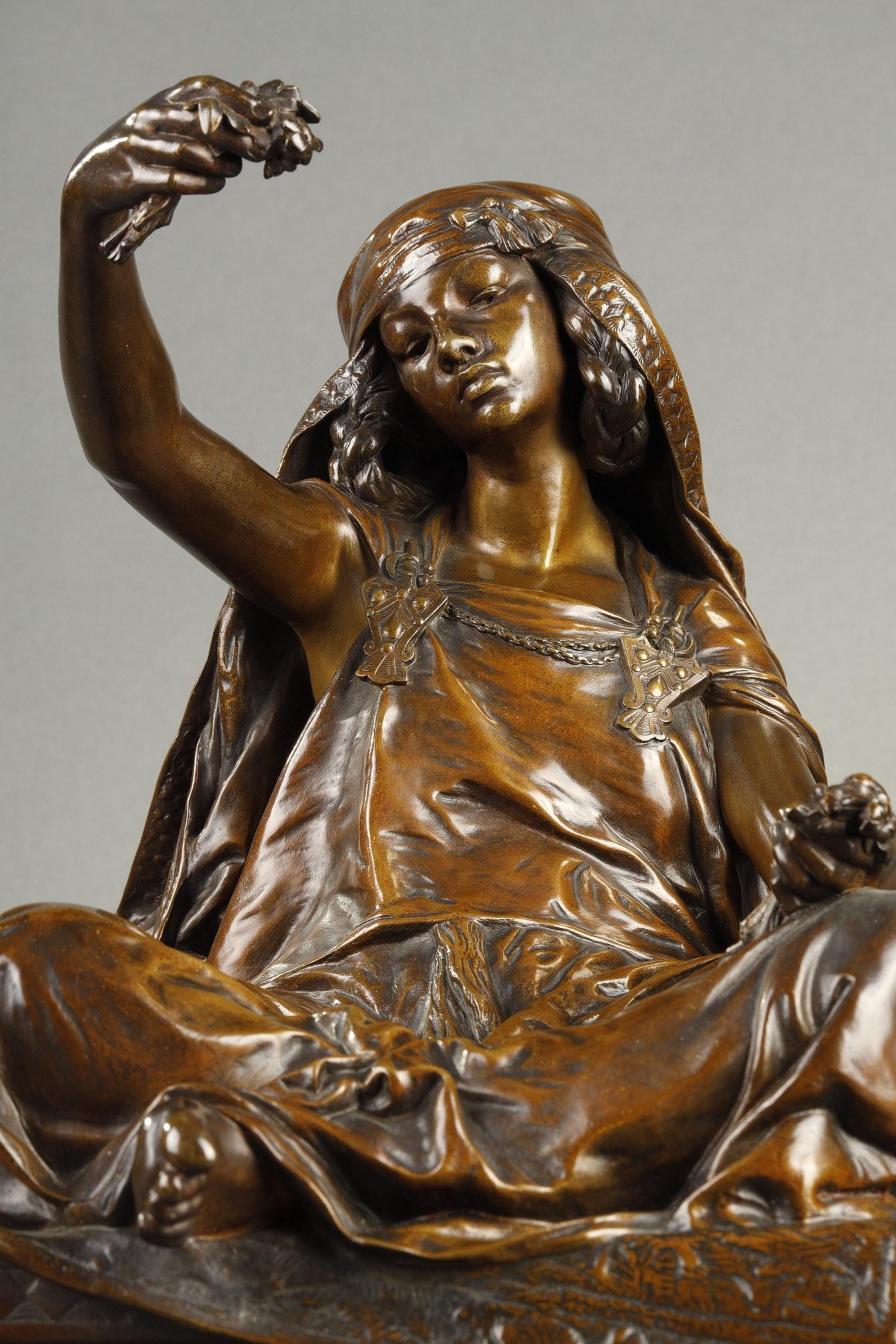 Giovane ragazza di Bou-Saada - Sculpture di Louis-Ernest Barrias