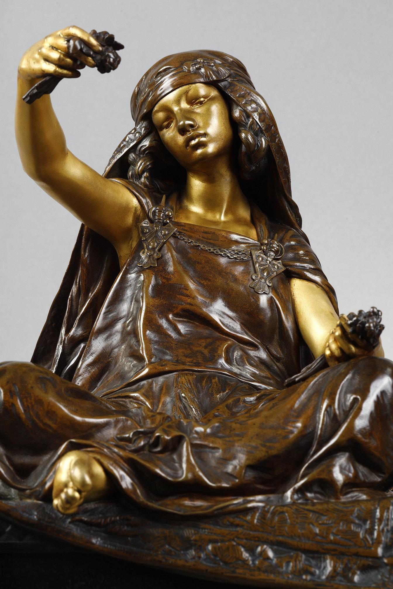 Young girl from Bou-Saada - French School Sculpture by Louis-Ernest Barrias