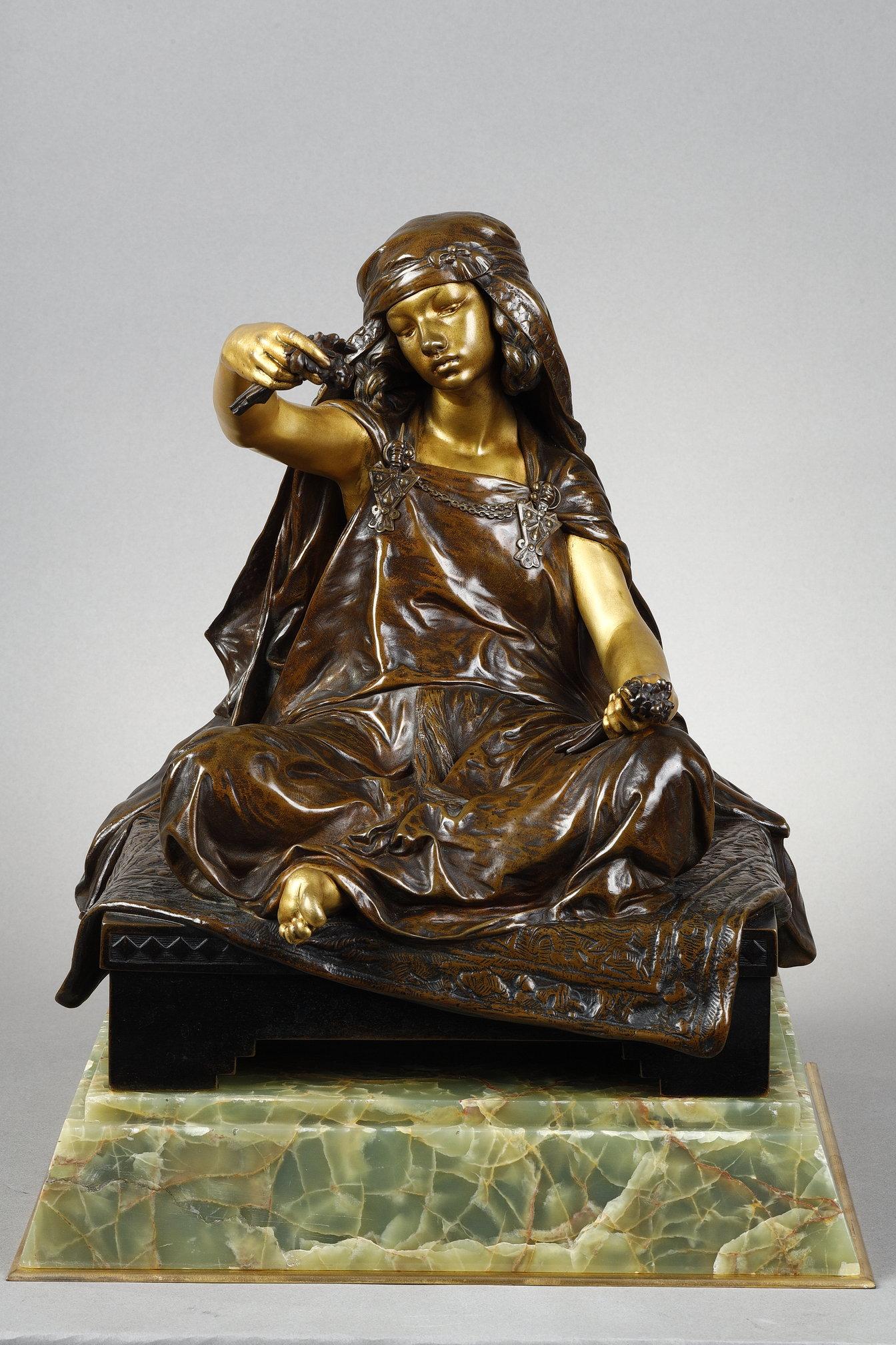 Louis-Ernest Barrias Figurative Sculpture - Young girl from Bou-Saada