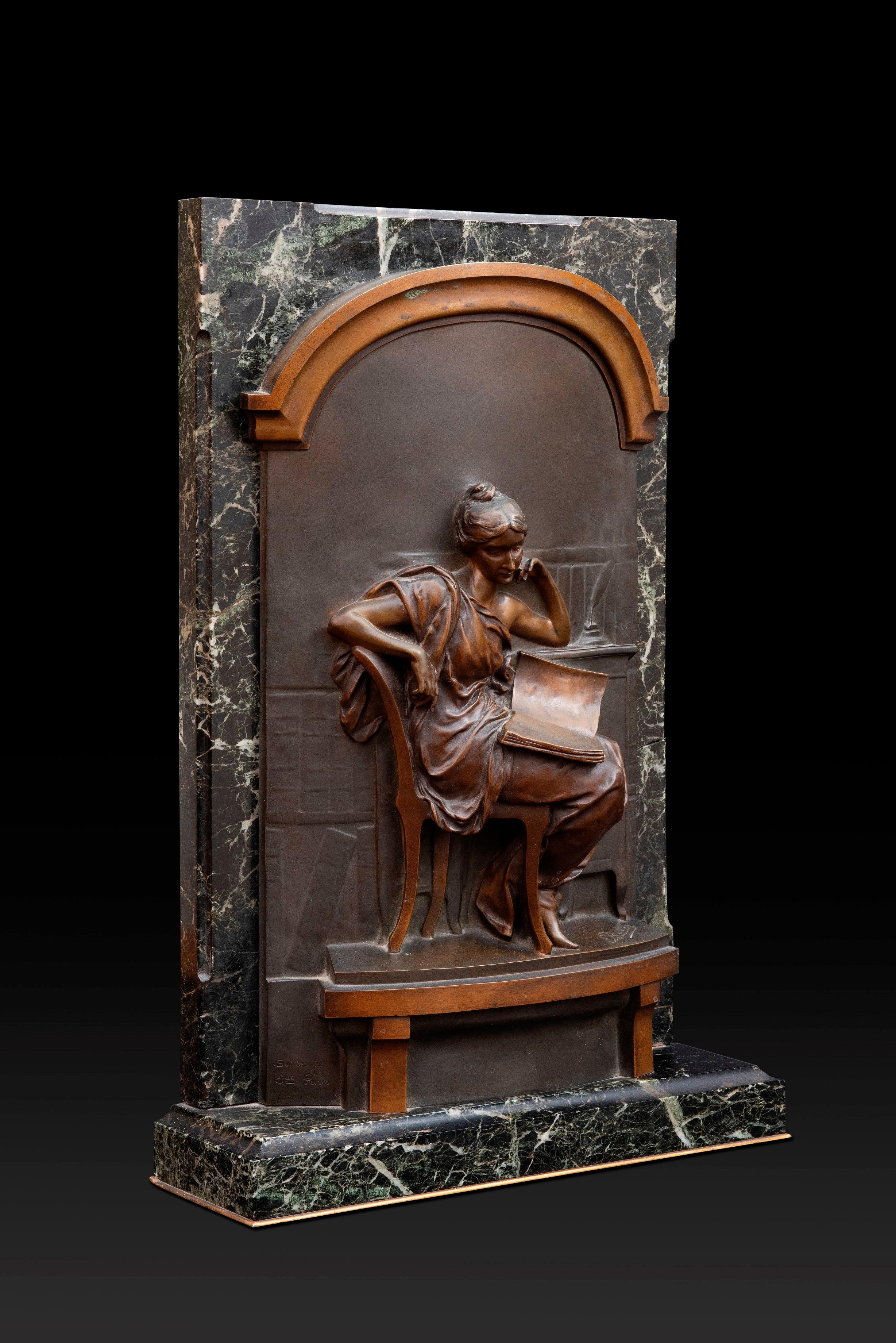 Francese Louis Ernest Barrias (1841-1905) Bassorilievo in bronzo 