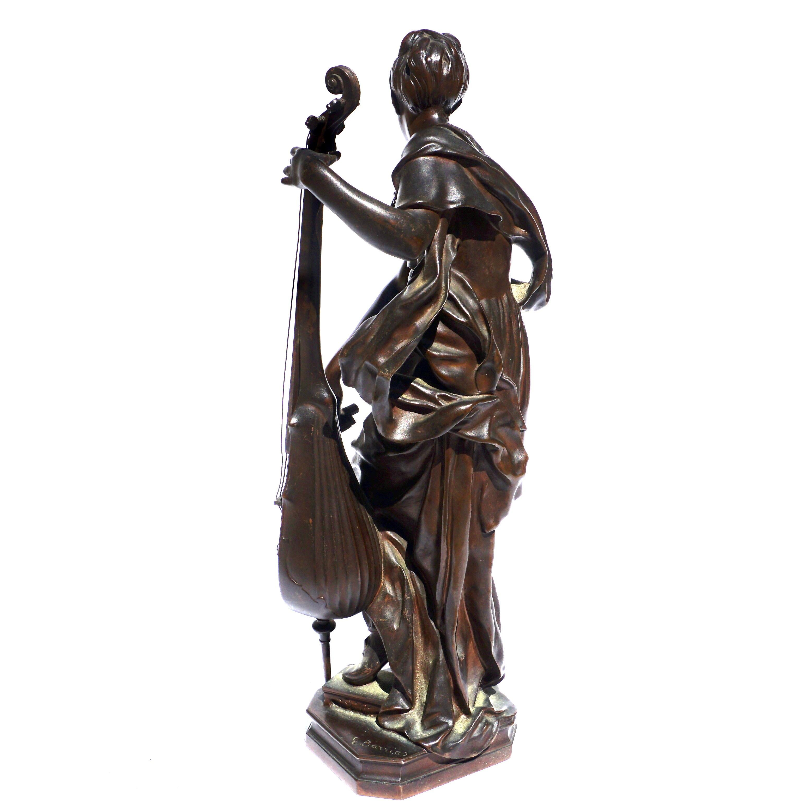 Cast Louis Ernest Barrias Bronze of a Woman Playing the Cello