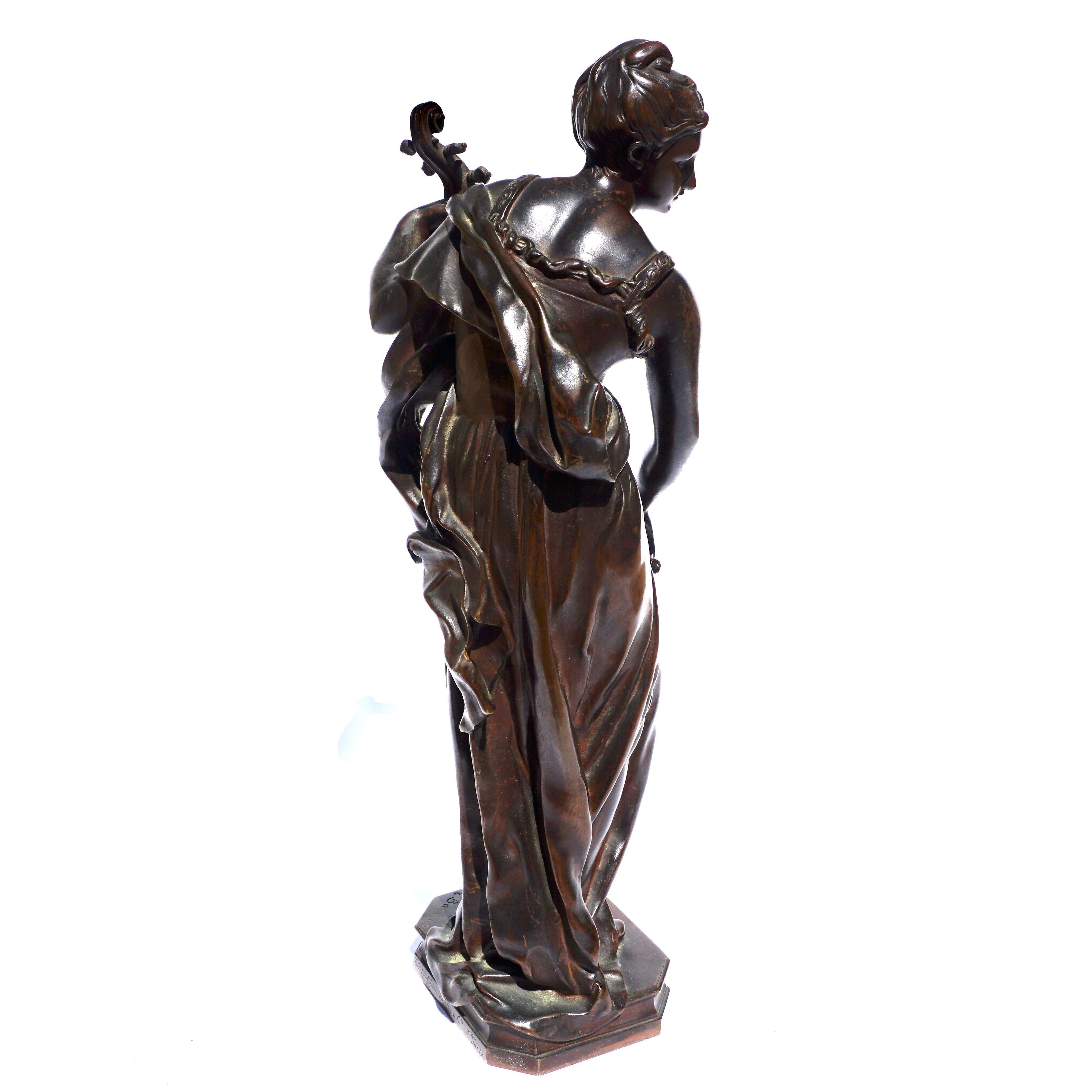 Louis Ernest Barrias Bronze of a Woman Playing the Cello 1