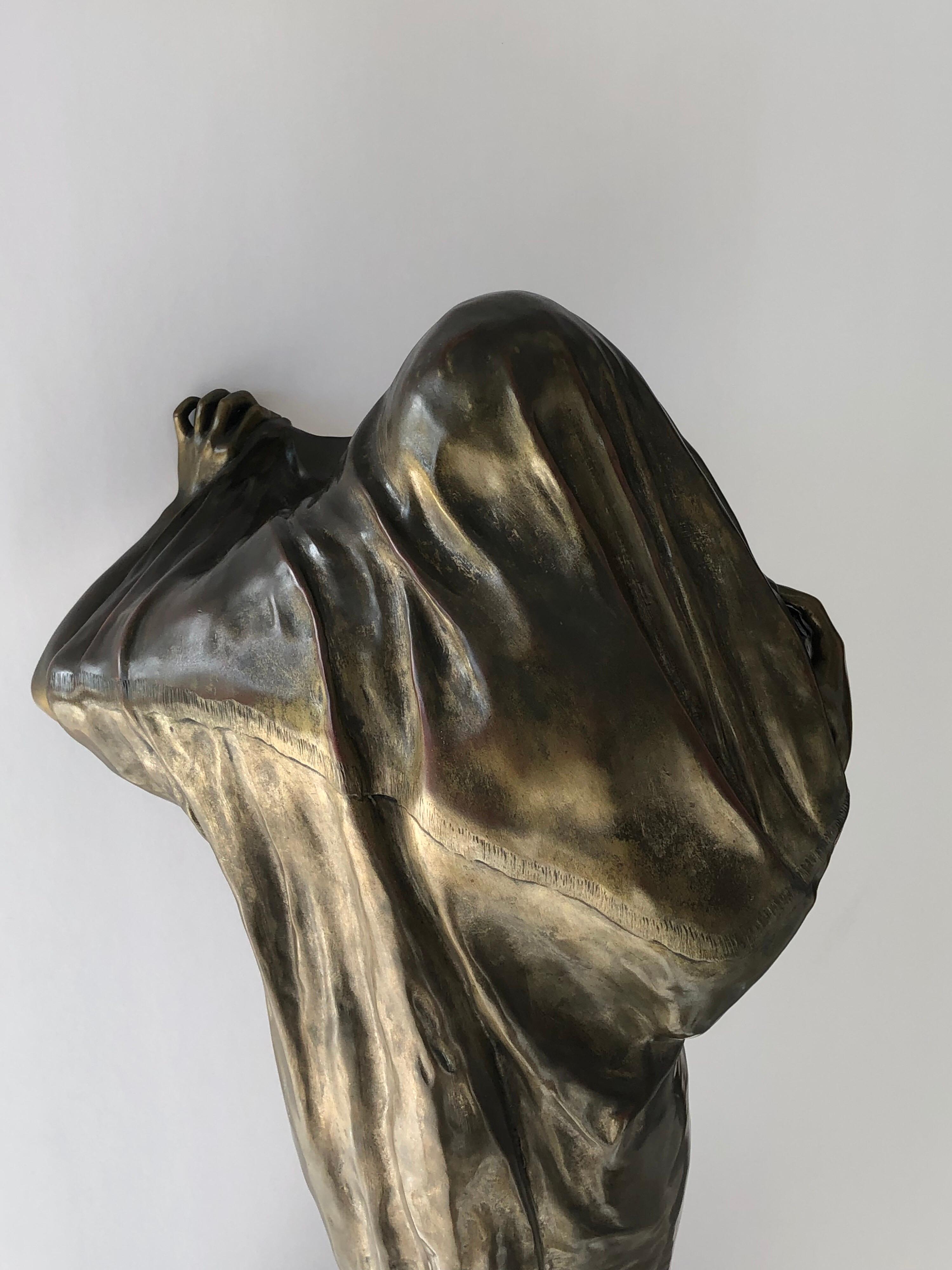 Louis-Ernest Barrias Nature Unveling Herself Before Science Bronze and Malachite 5